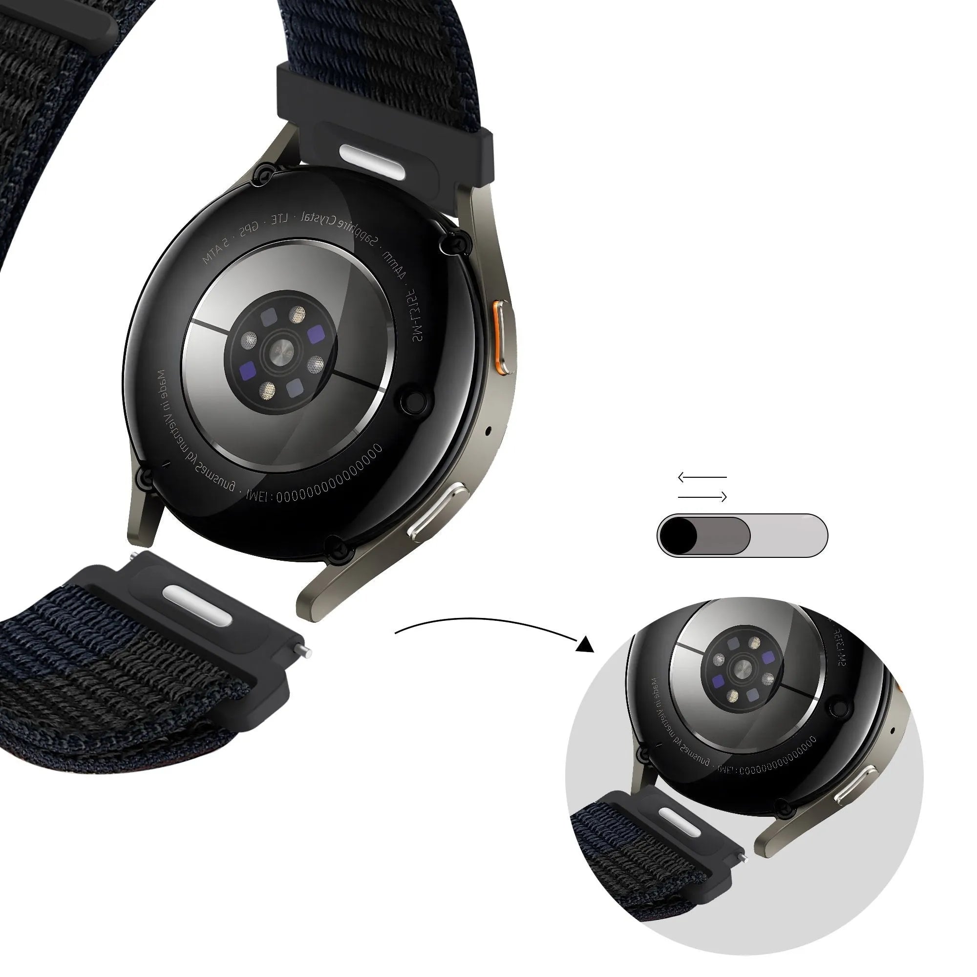 Bandz Polar Ignite 3 nylon band 'Easy fit' (zwart/blauw)