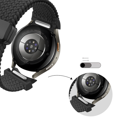 Bandz Samsung Galaxy Watch 7 - 44mm gevlochten band 'Easy fit' (zwart)