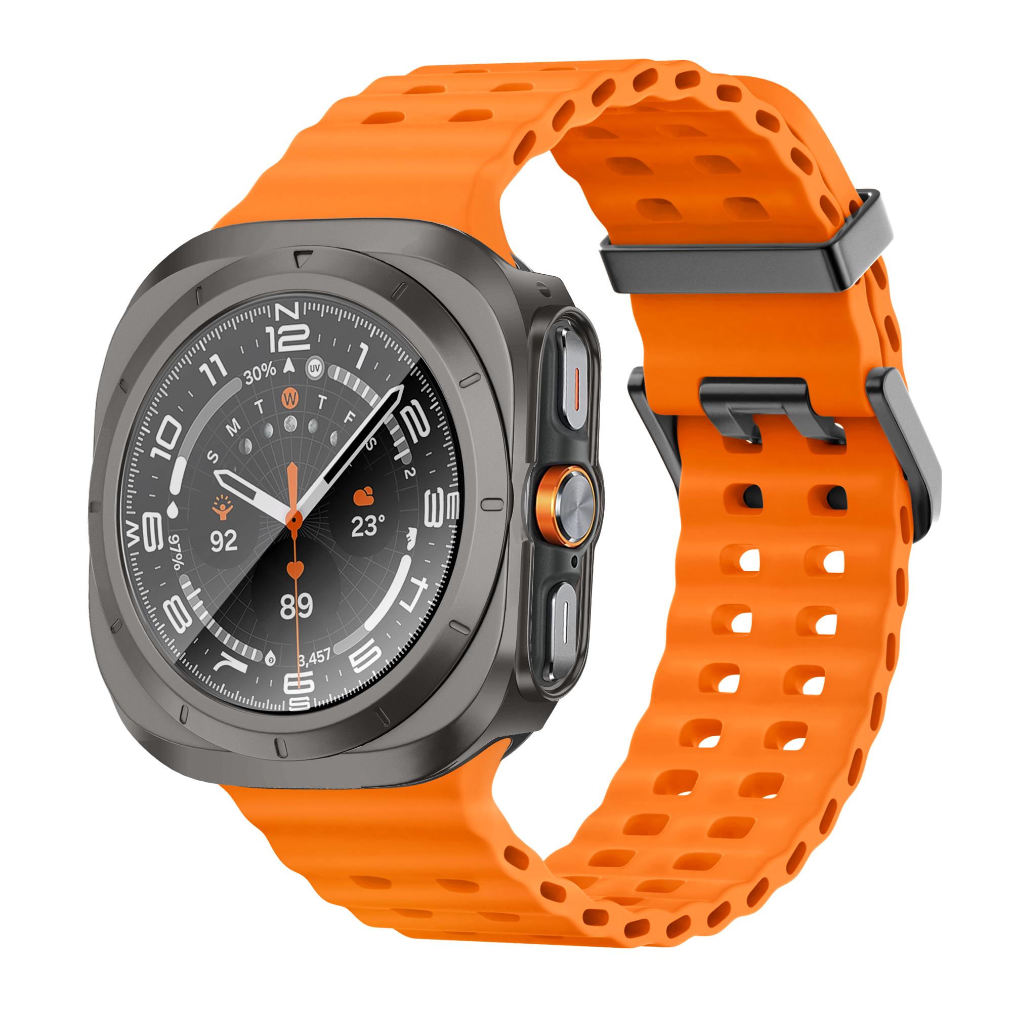 Bandz Samsung Galaxy Watch Ultra PC hoesje met glas (titanium grijs)