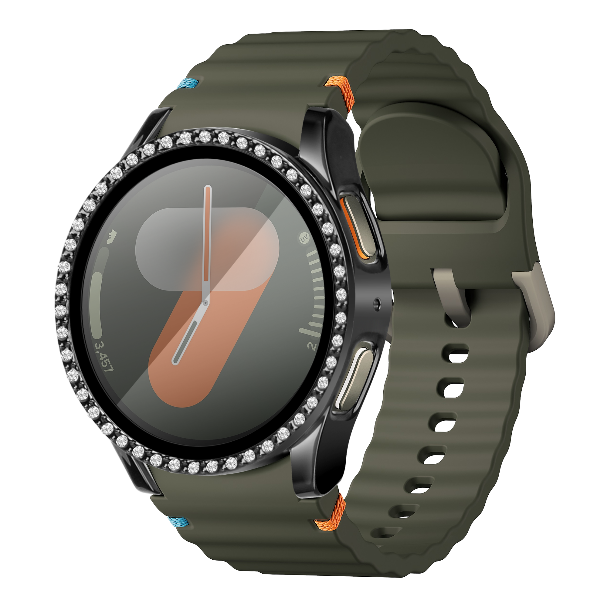 Samsung Galaxy Watch 7 - 40mm Diamond hoesje met glas (zwart)