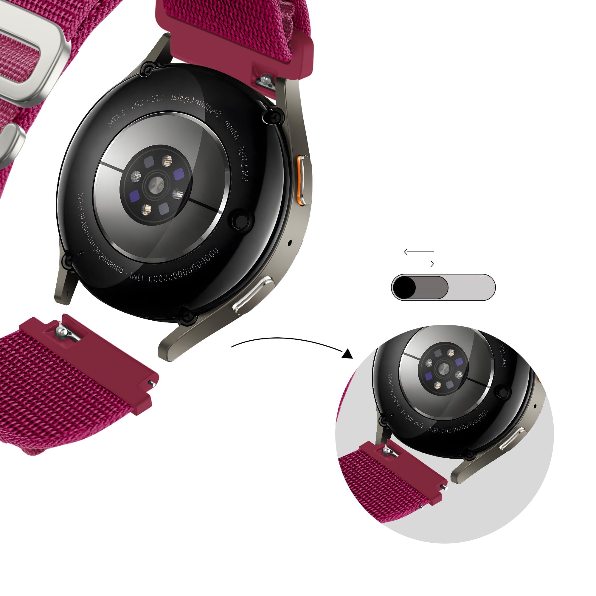 Bandz Samsung Galaxy Watch 7 - 40mm Alpine nylon band (rosé-rood)