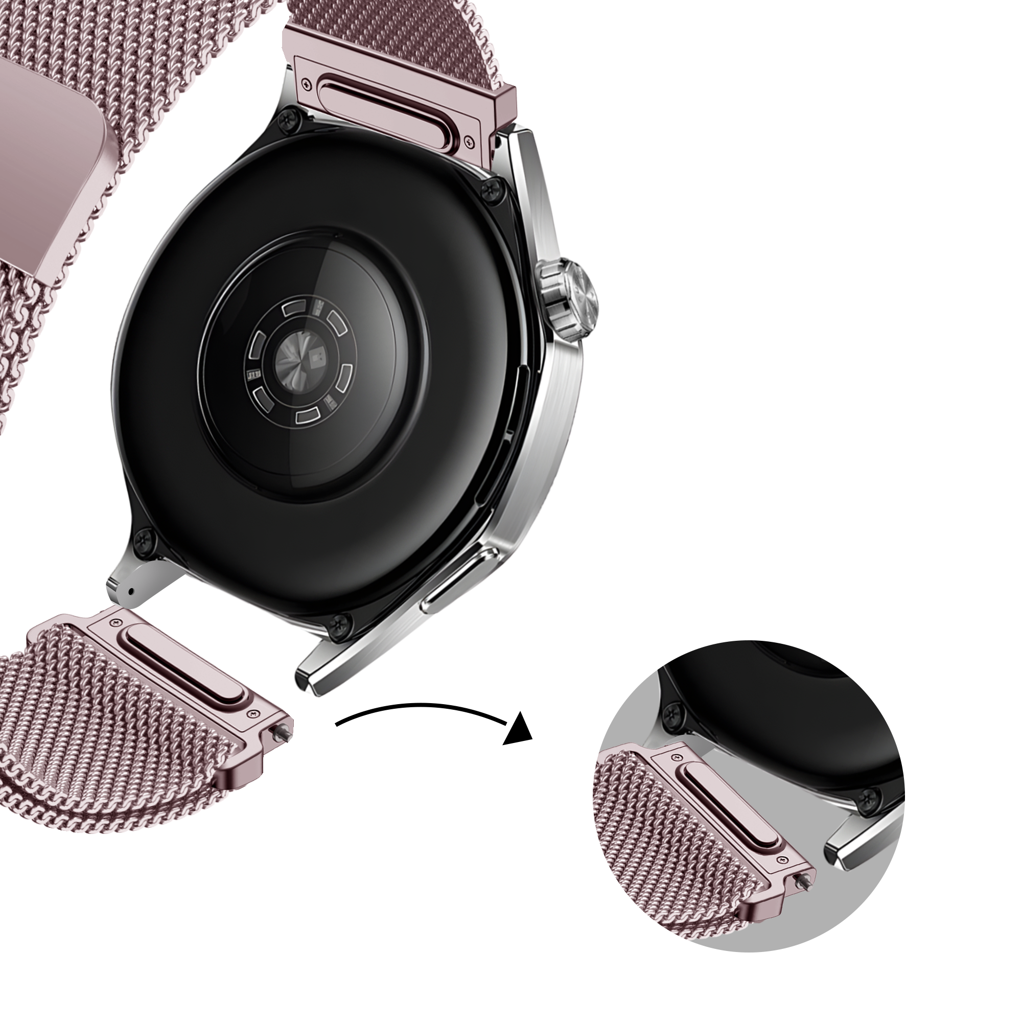 Bandz Samsung Galaxy Watch 3 41mm Milanese band 'Easy fit' (roze)