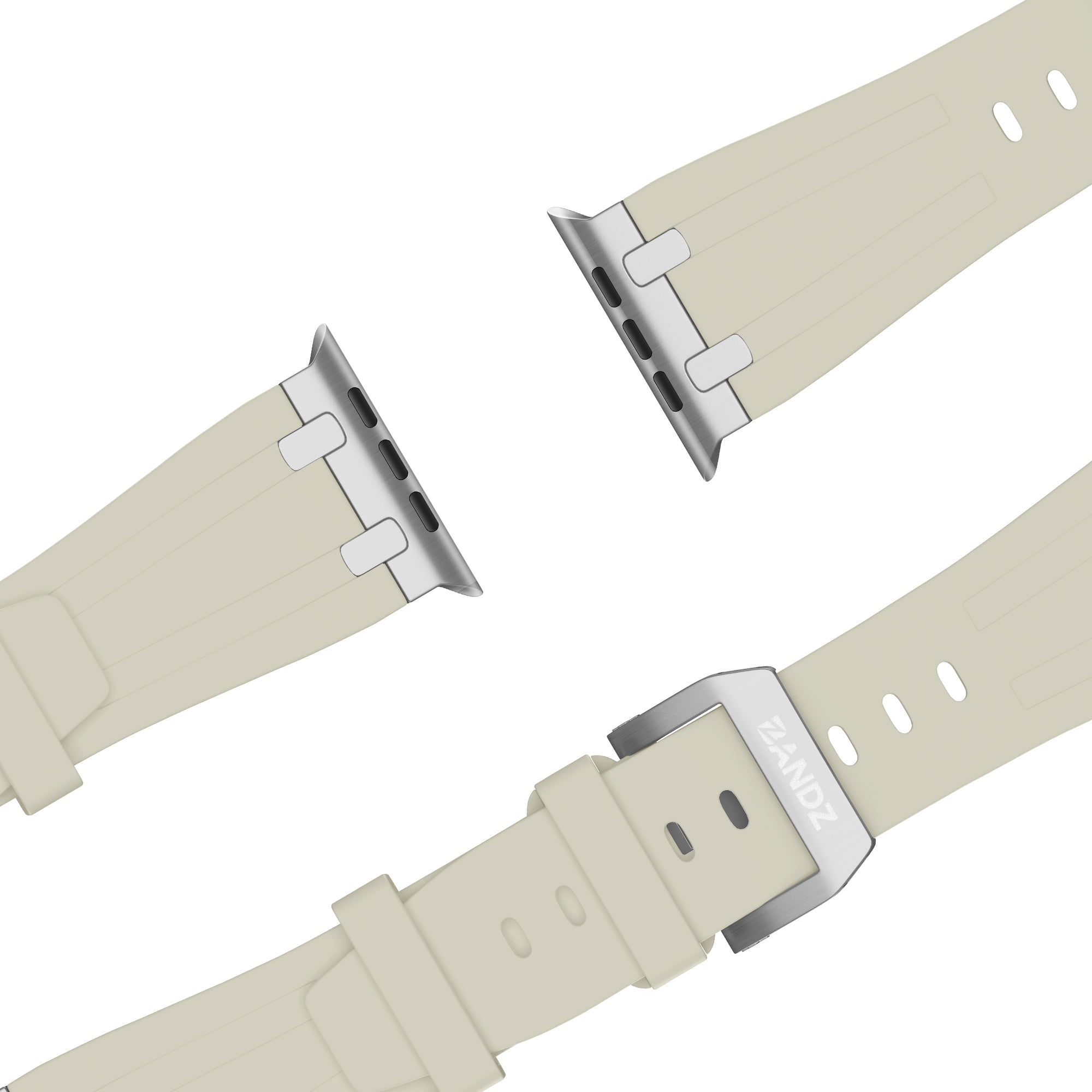 Bandz Apple Watch siliconen band 'Luxe Liquid' (beige met zilver)