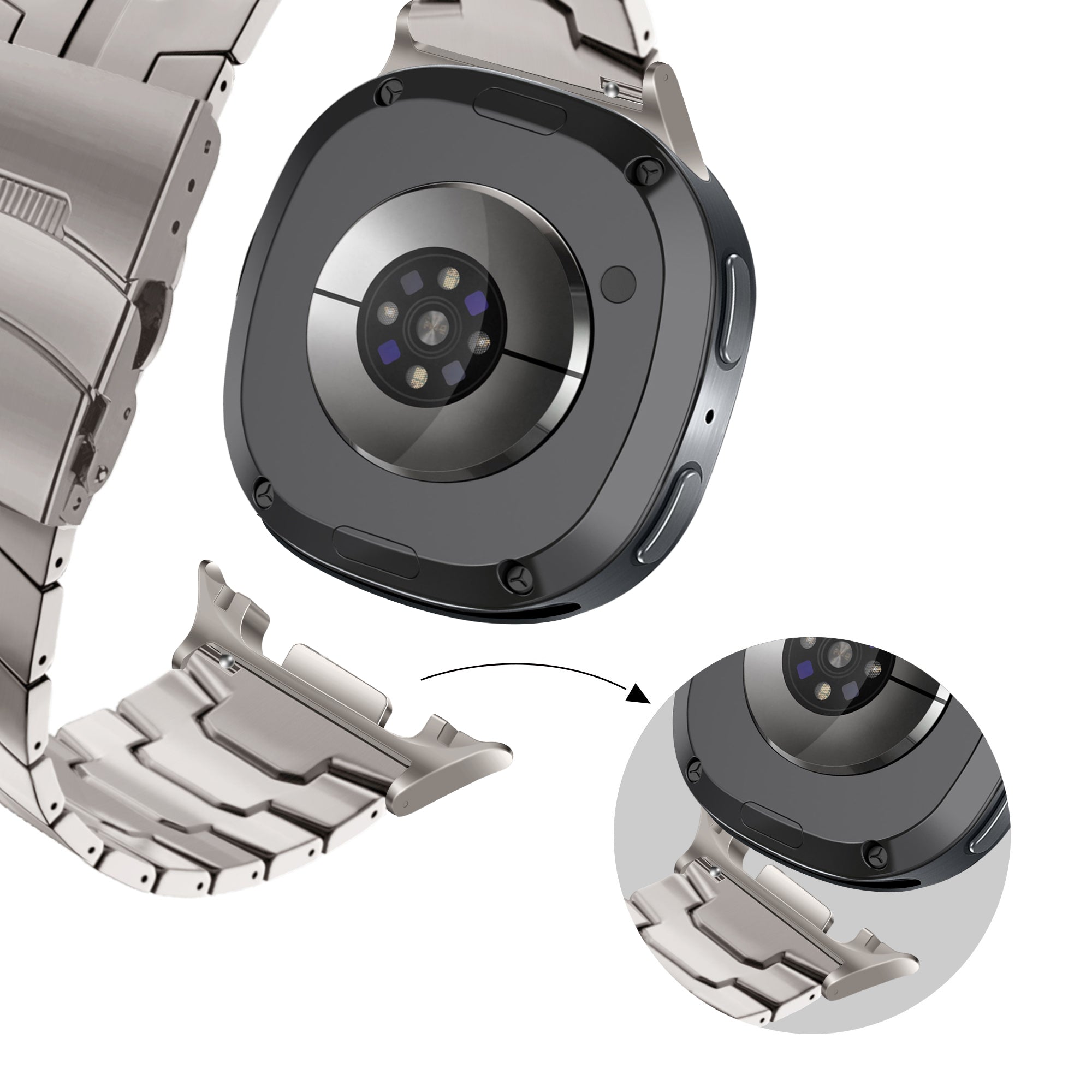 Bandz Samsung Galaxy Watch 8 - 44mm Titanium Strap 'Iron' (Titanium)