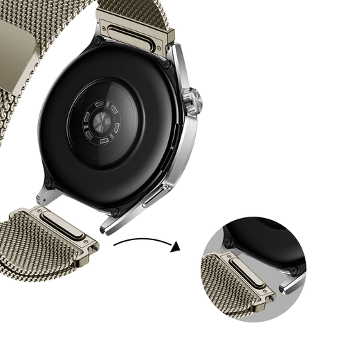 Bandz Huawei Watch GT 5 - 46mm 'One Push' Milanese Strap (Titanium)