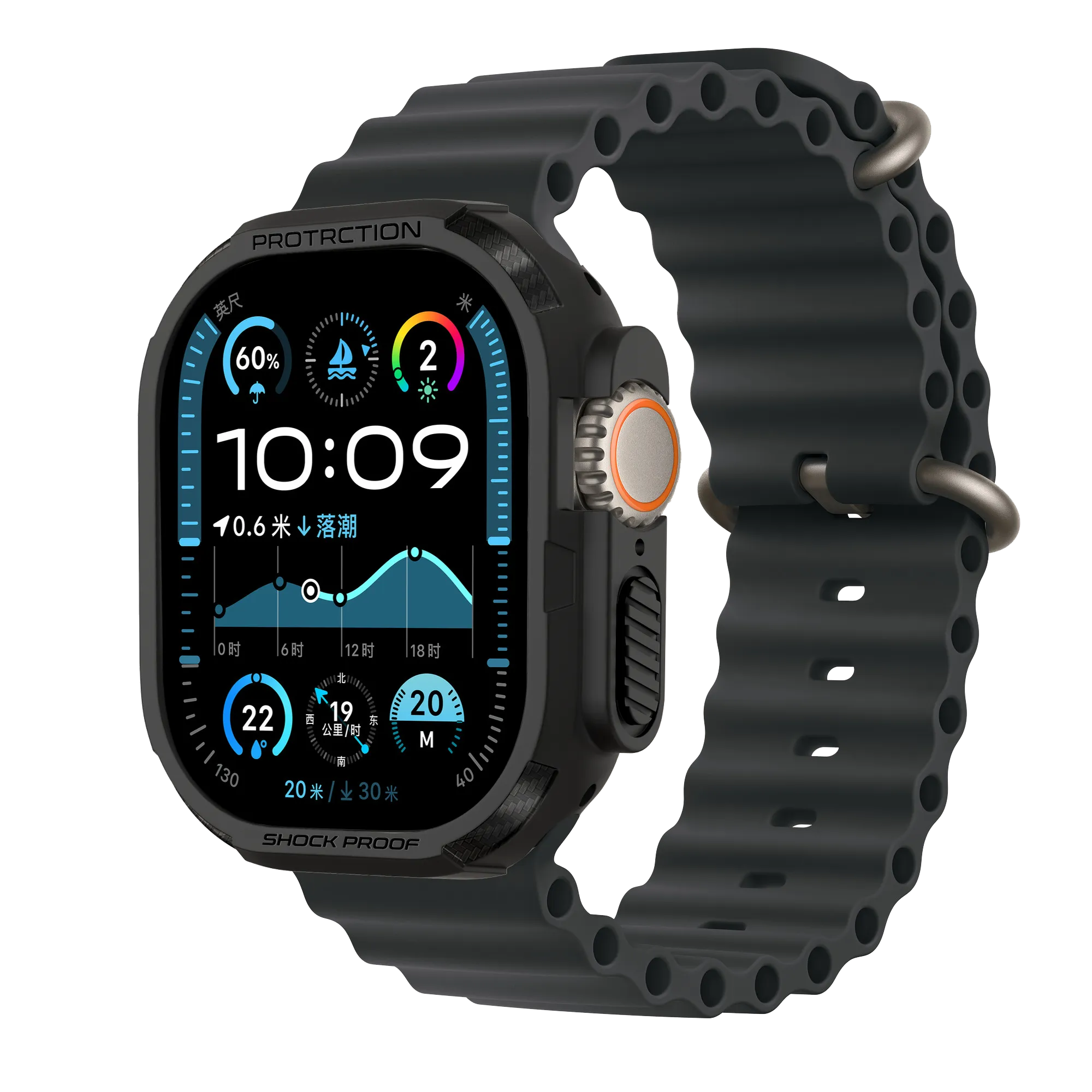 Bandz Apple Watch Ultra - 49mm robuust TPU hoesje (zwart)