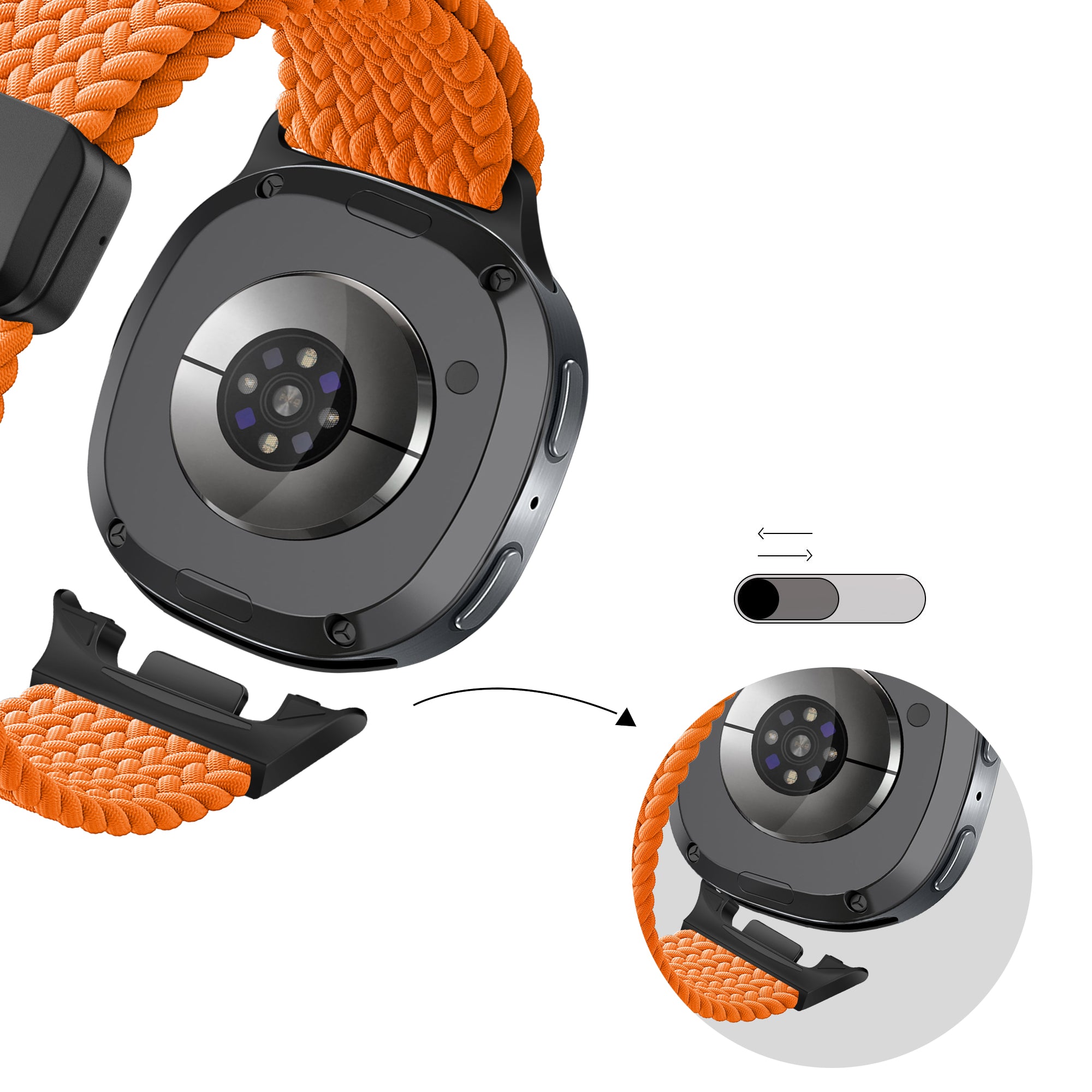 Bandz Samsung Galaxy Watch 8 Classic magnetisch geweven bandje (oranje)