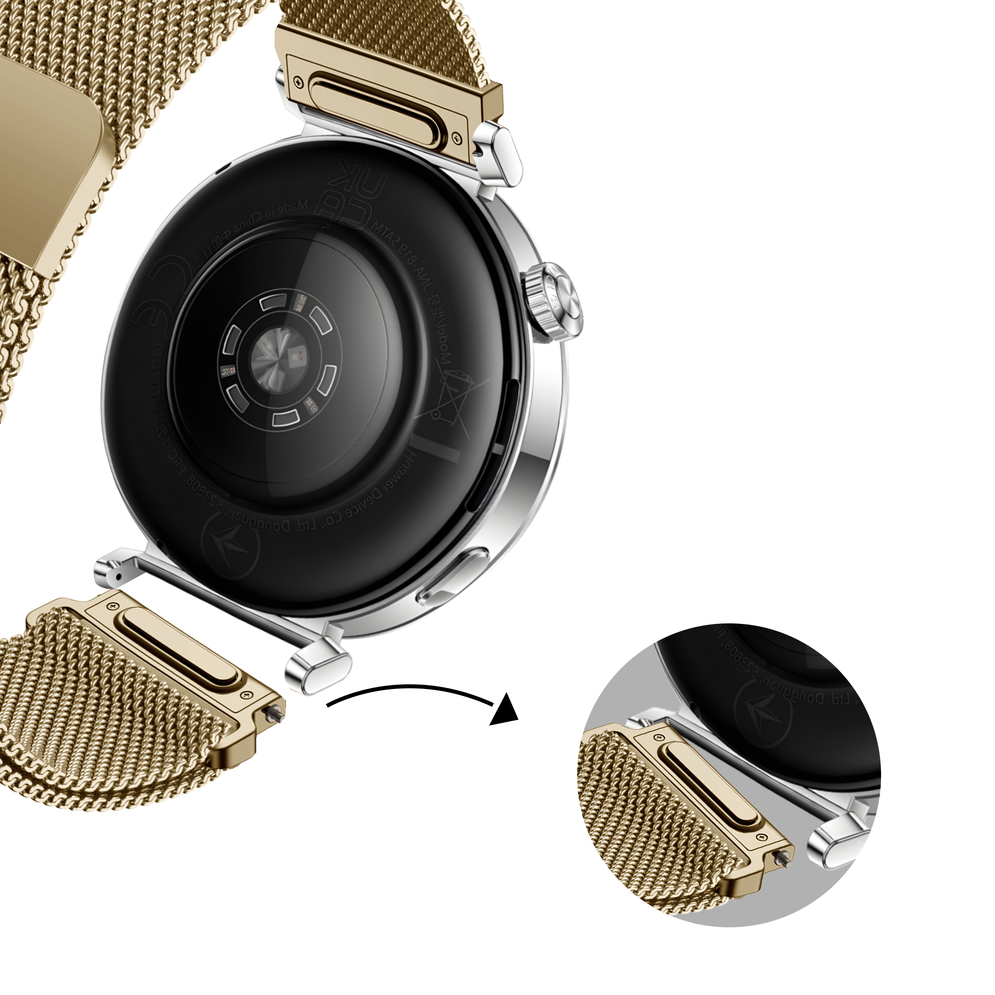 Bandz Huawei Watch GT 6 - 41mm Milanese band 'Easy fit' (goud)