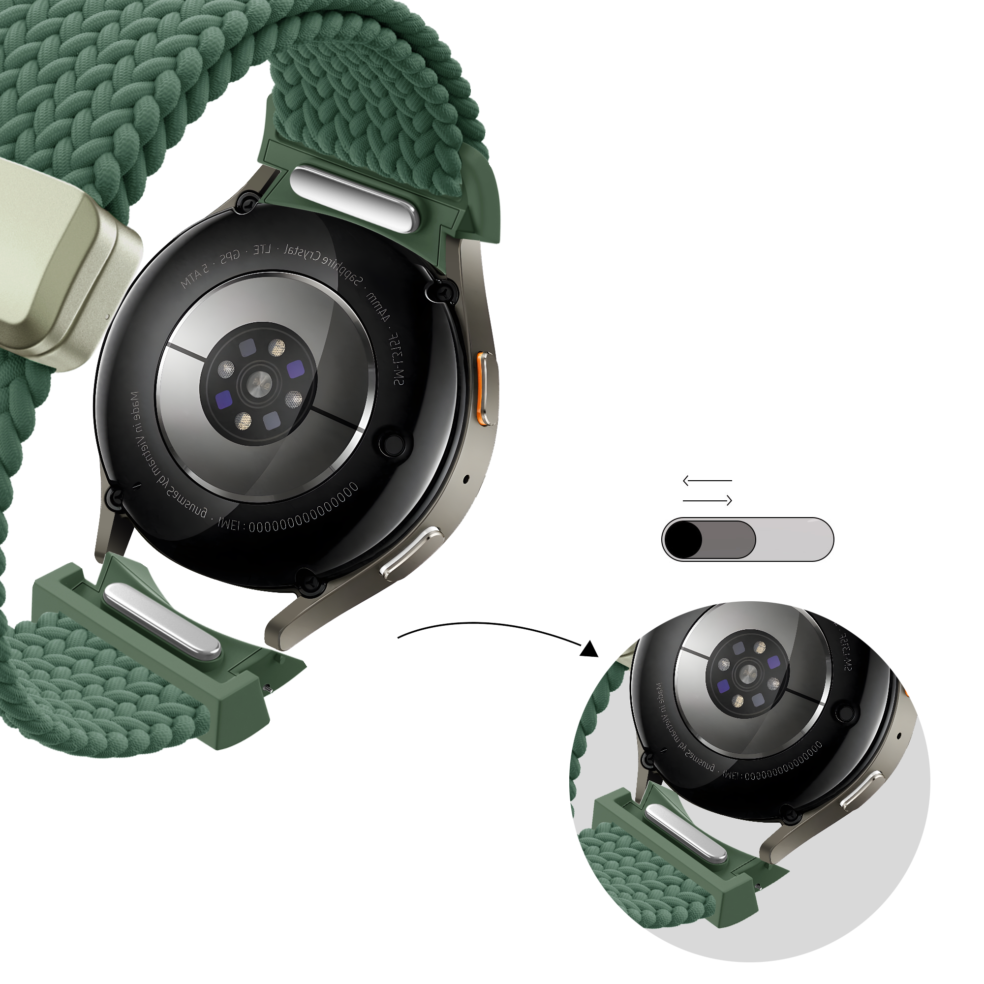 Bandz Samsung Galaxy Watch 5 Pro gevlochten band 'Easy fit' (groen)