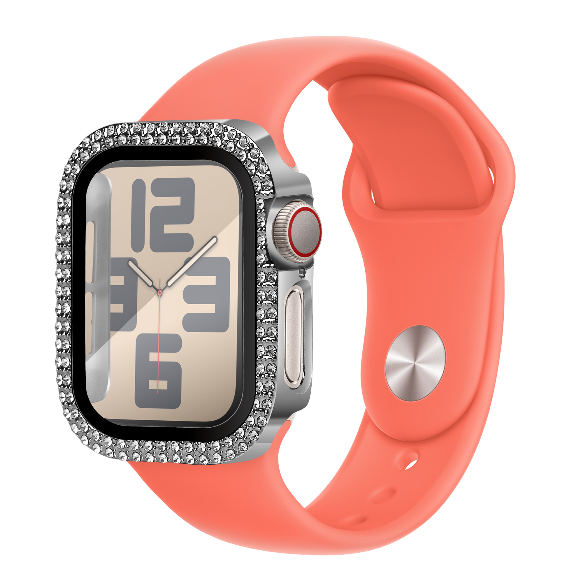 Bandz Apple Watch 10 - 42mm diamond hoesje met glas (zilver)