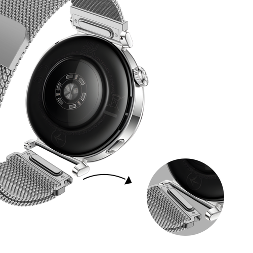 Bandz Withings ScanWatch 2 - 38mm Milanese band 'Easy fit' (zilver)