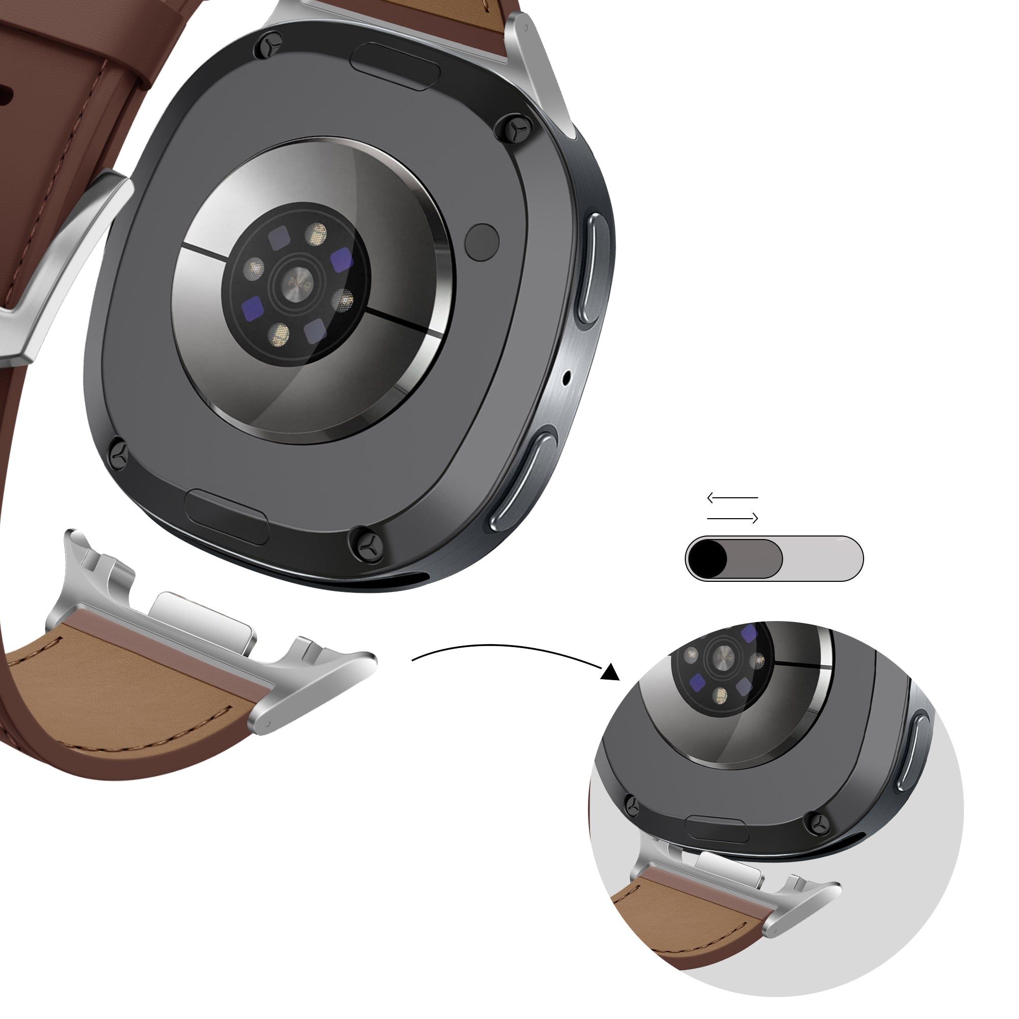 Bandz Samsung Galaxy Watch 8 - 40mm Leather Strap 'Classic' (Brown)