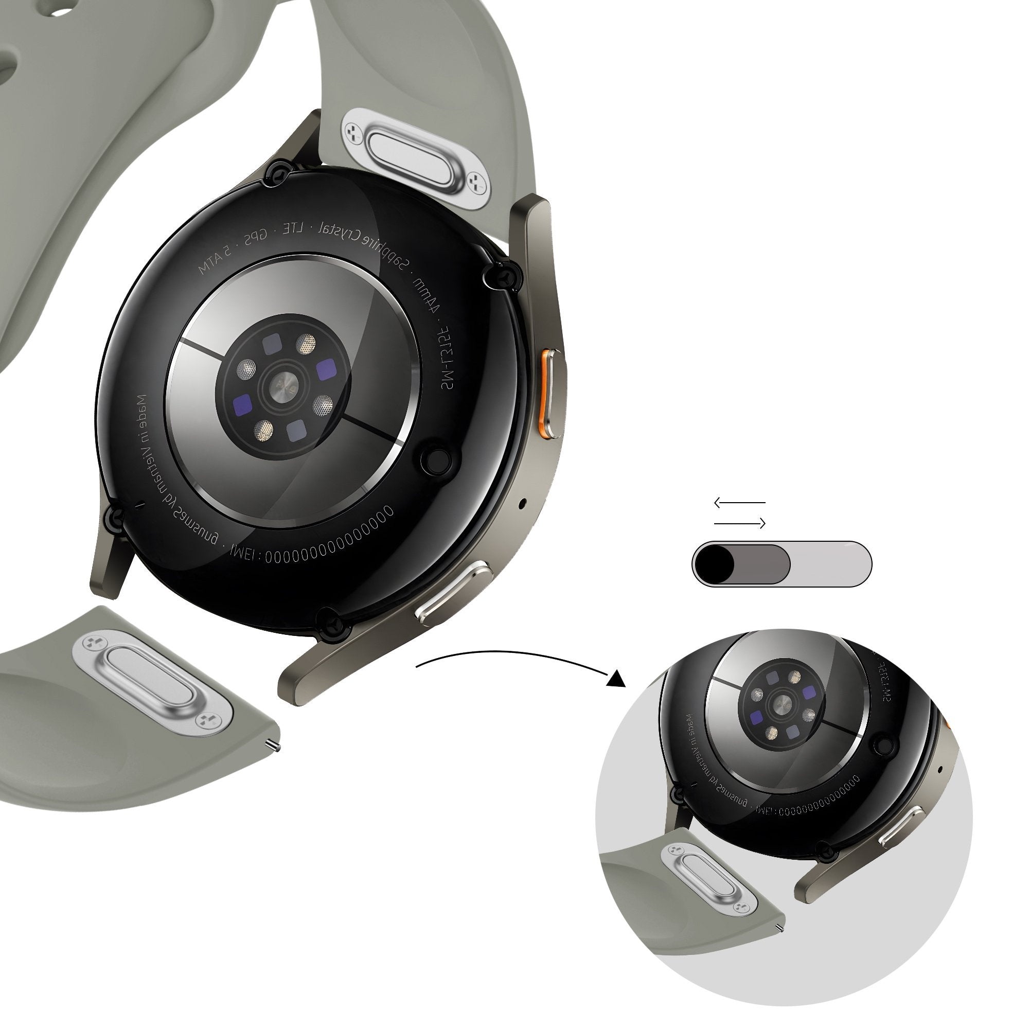 Bandz Huawei Watch 5 - 42mm sport band 'Easy fit' (lichtgrijs)