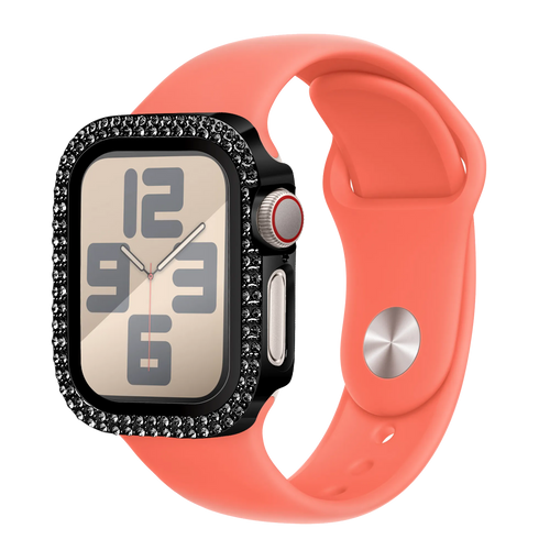 Bandz Apple Watch 10/11 - 42mm diamond hoesje met glas (zwart)