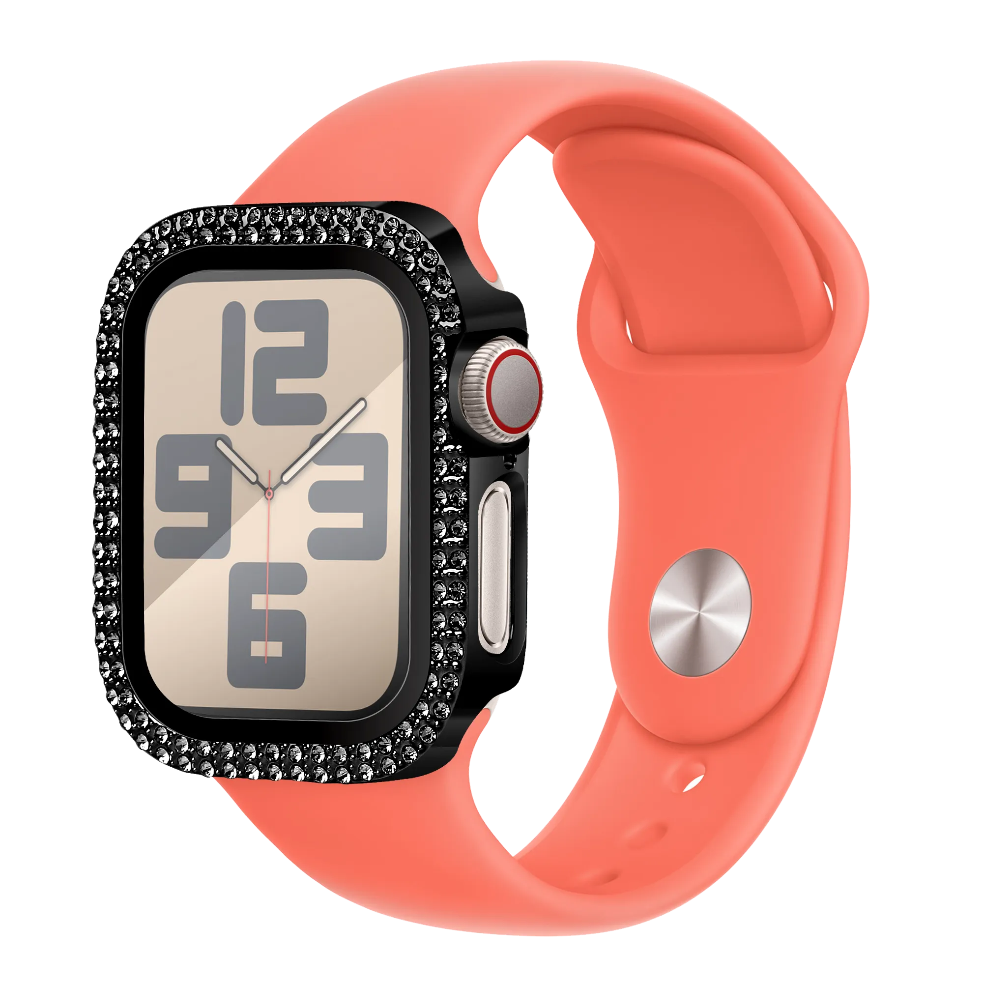 Bandz Apple Watch 10/11 - 42mm diamond hoesje met glas (zwart)