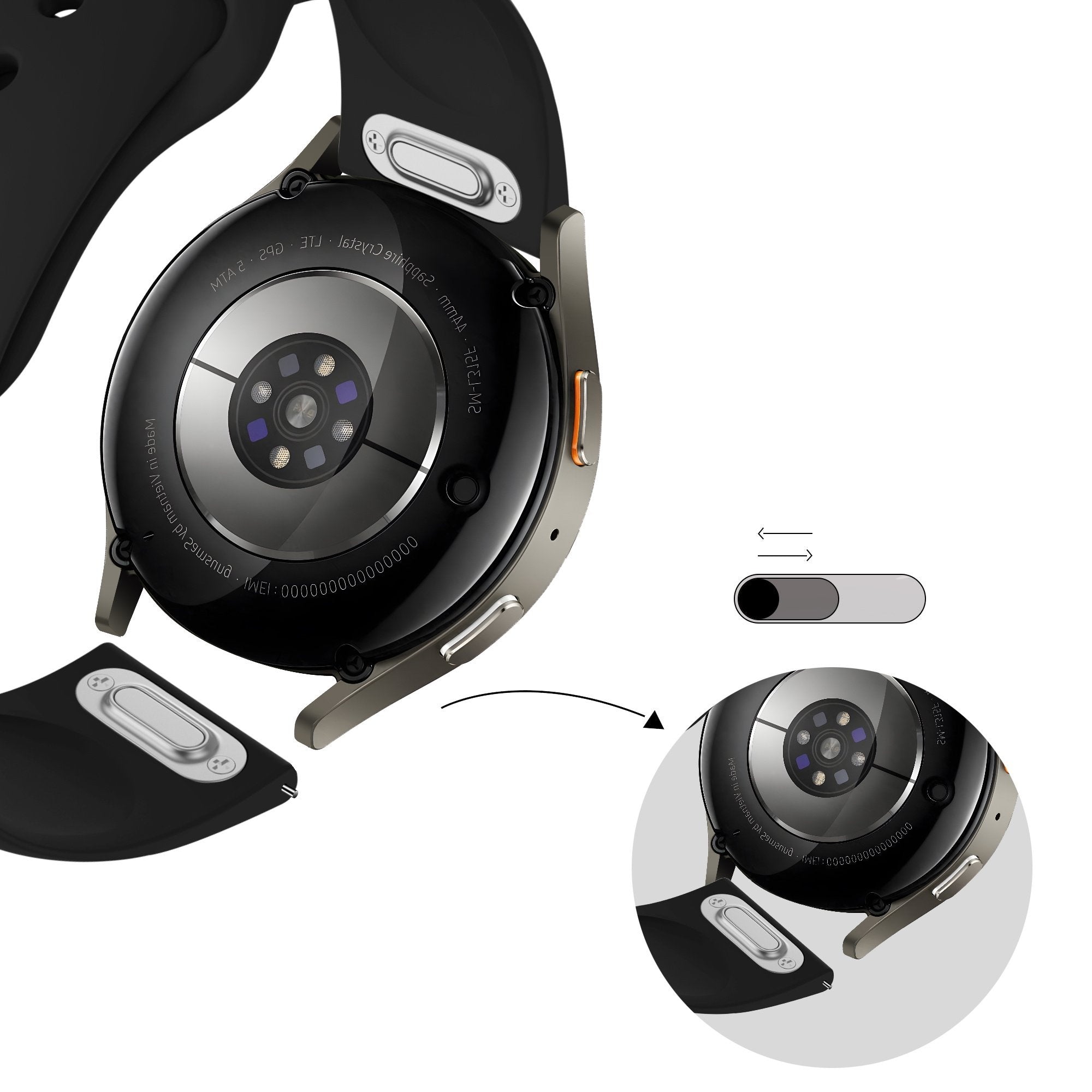 Bandz Suunto 5 Peak sport band 'Easy fit' (zwart) 