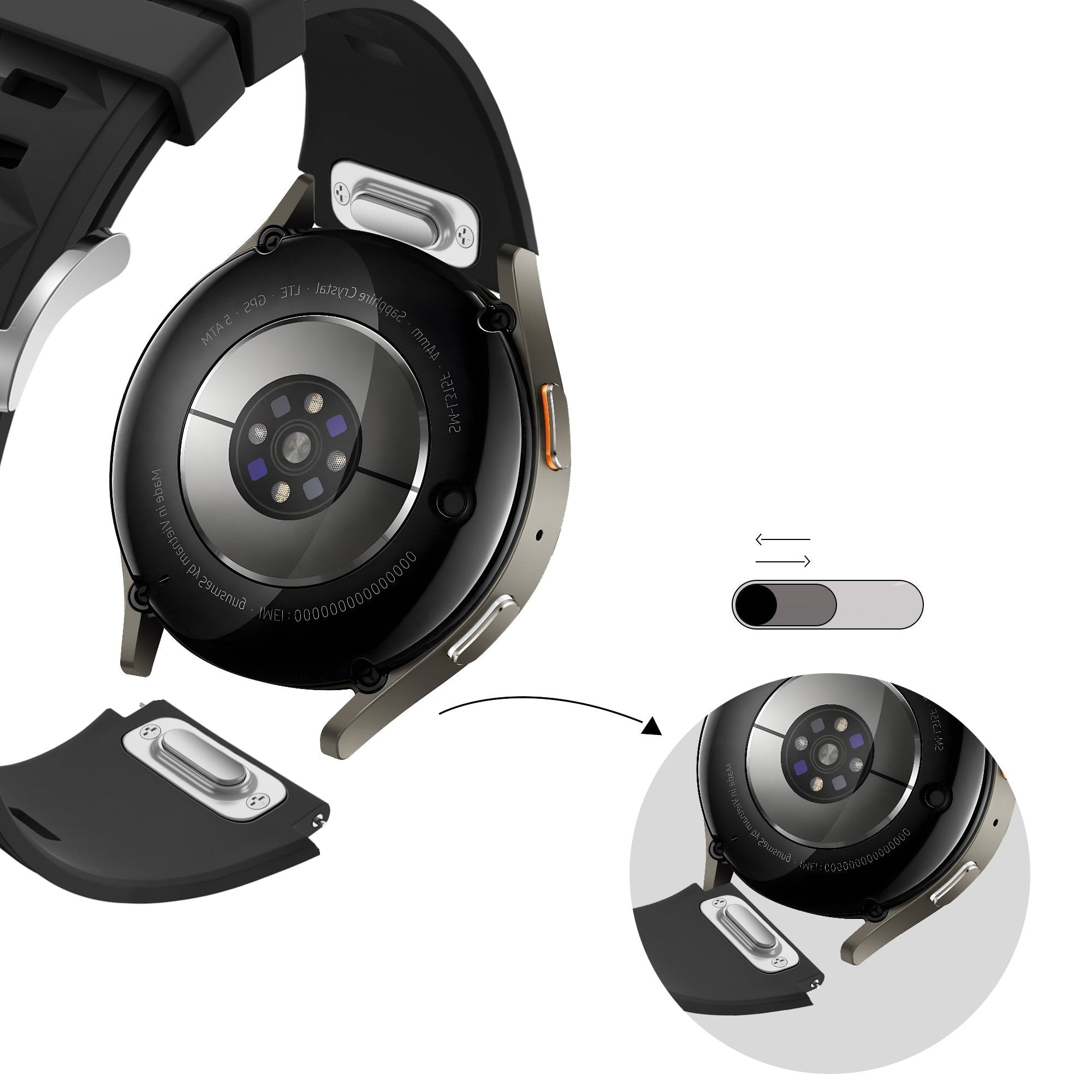 Bandz Huawei Watch 5 - 42mm siliconen band 'Easy fit' (zwart) 