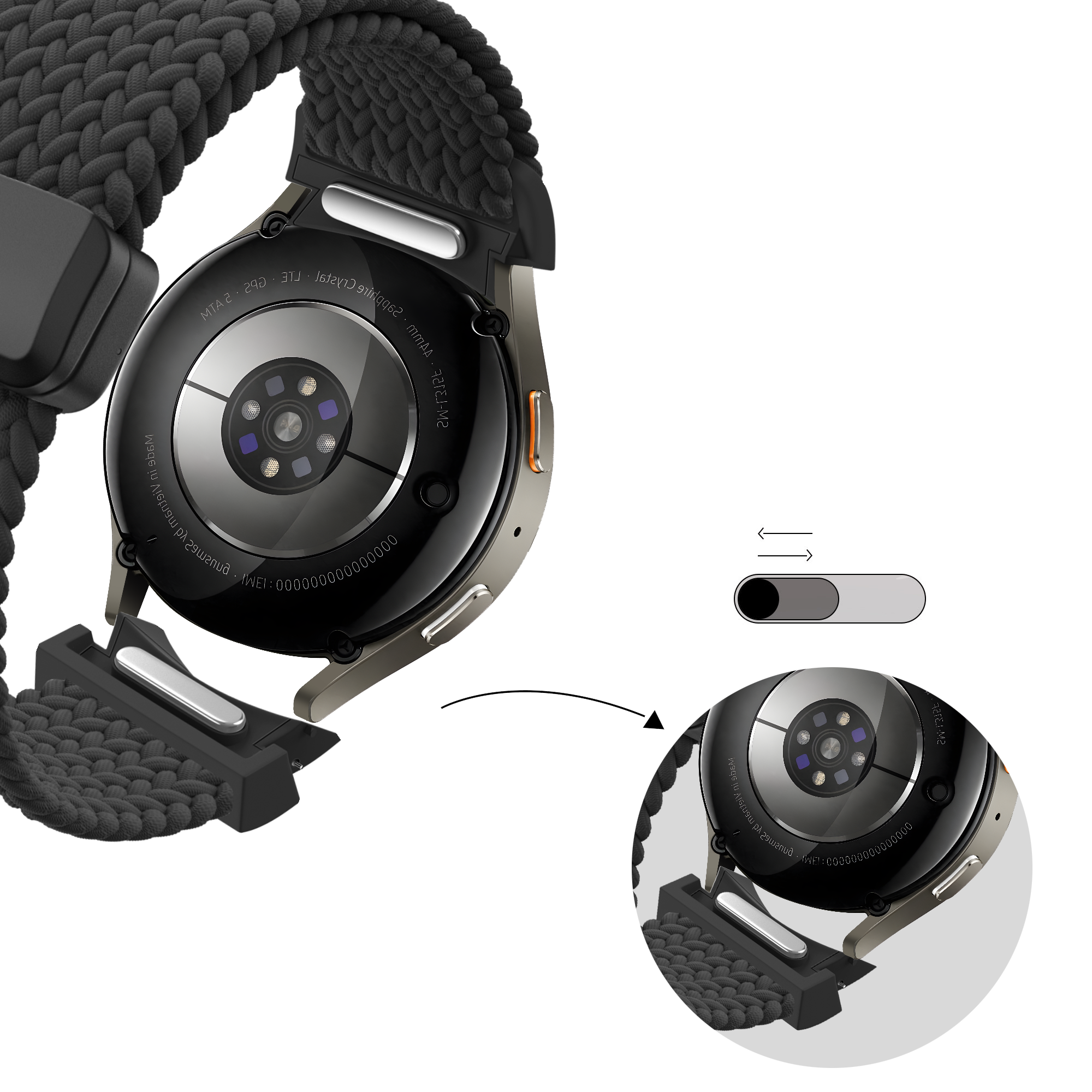 Bandz Samsung Galaxy Watch 6 - 40mm Braided Strap 'Easy Fit' (Black)