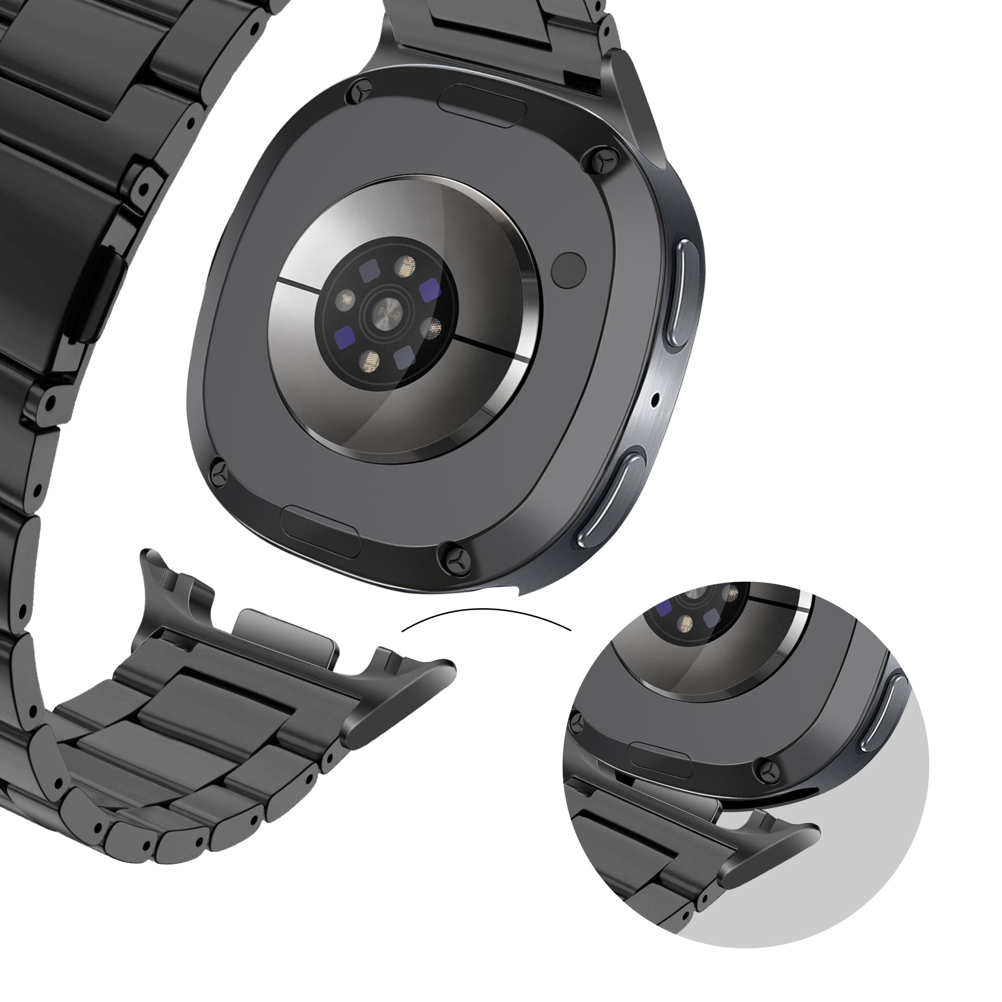 Bandz Samsung Galaxy Watch 8 - 40mm stalen band 'Classic' (zwart)