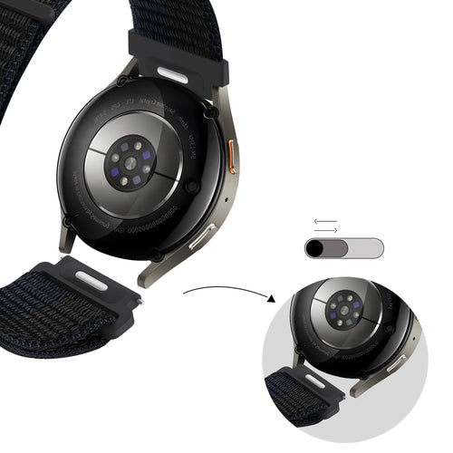 Bandz Amazfit Balance 2 Nylon Strap 'Easy fit' (Black/Blue)