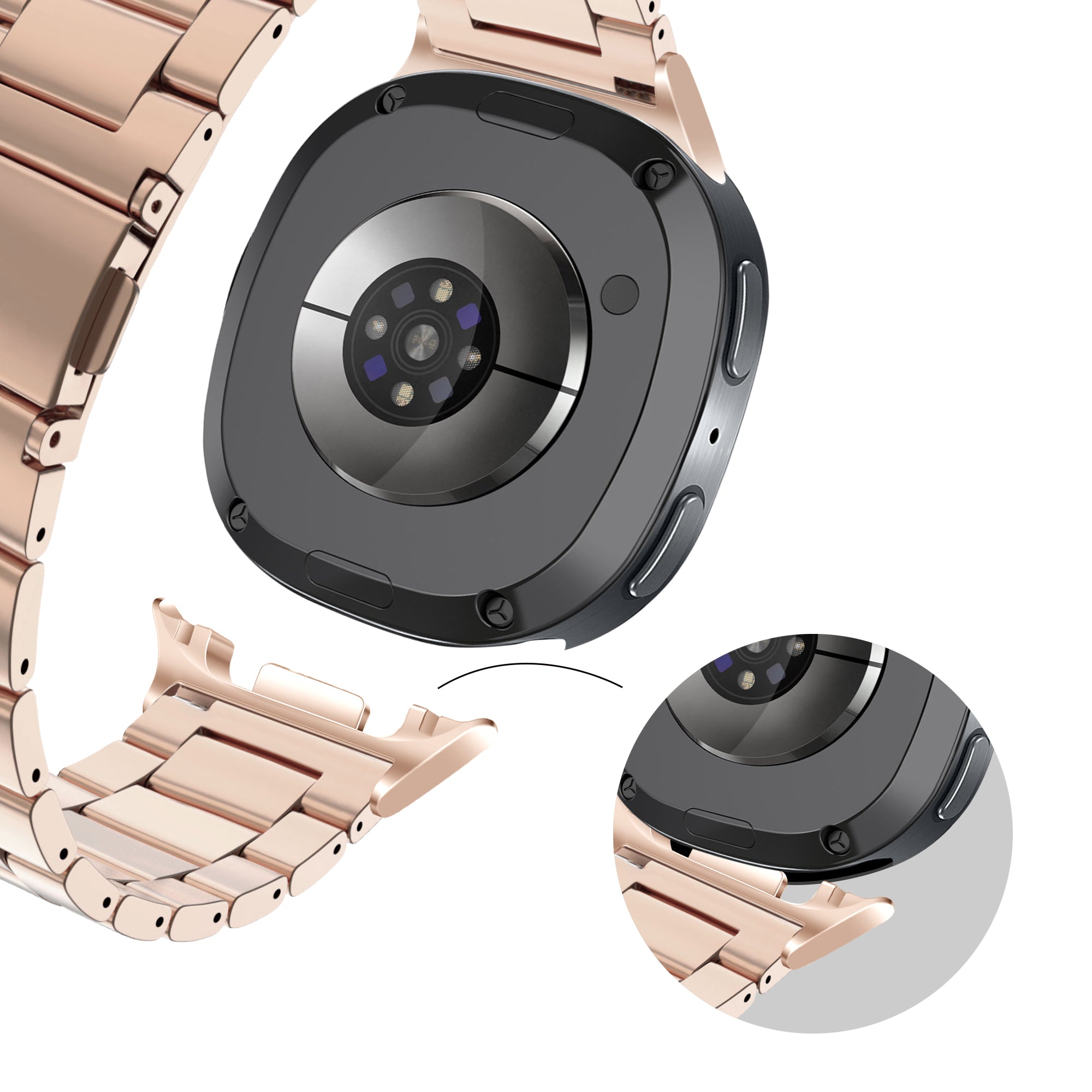 Bandz Samsung Galaxy Watch 8 Classic stalen band 'Classic' (rosé goud)