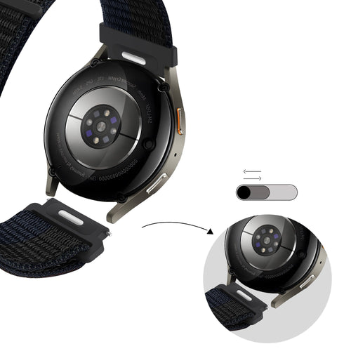 Bandz Samsung Galaxy Watch 5 - 40mm Nylon Strap 'Easy Fit' (Black/Blue)
