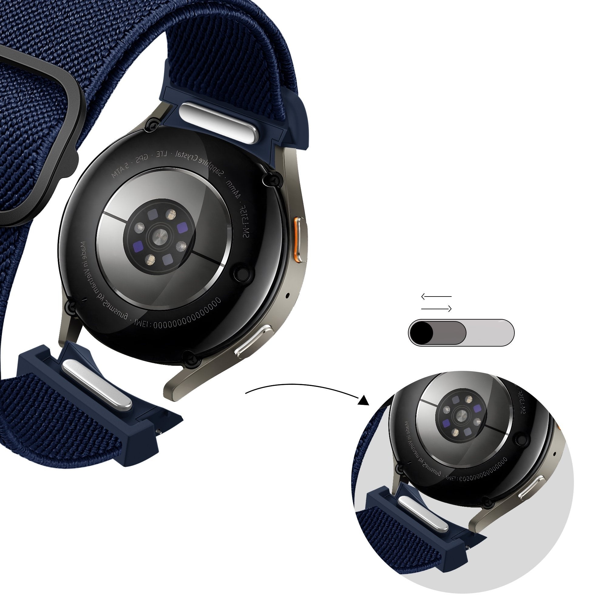 Bandz Samsung Galaxy Watch 4 Classic 42mm Elastic Strap 'Easy Fit' (Dark Blue)