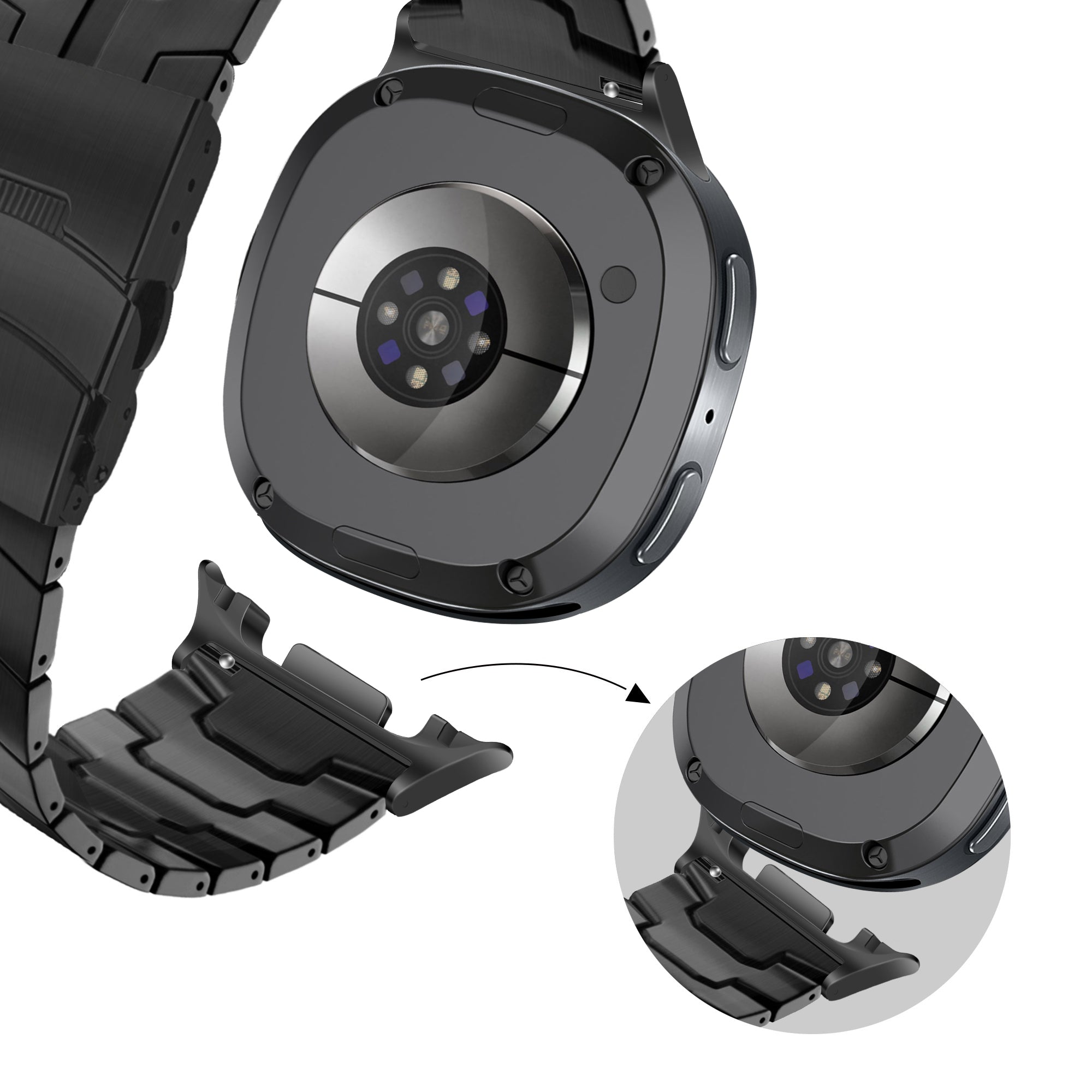 Bandz Samsung Galaxy Watch 8 - 44mm Steel Strap 'Iron' (Black)