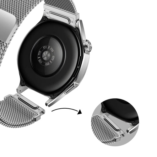 Bandz Huawei Watch GT 2 - 46mm 'One Push' Milanese Strap (Silver)