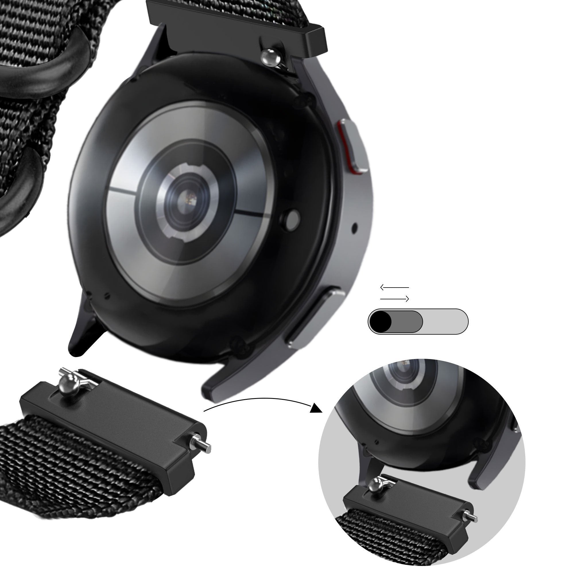 Bandz Suunto Race (S) nylon band met gesp (zwart)