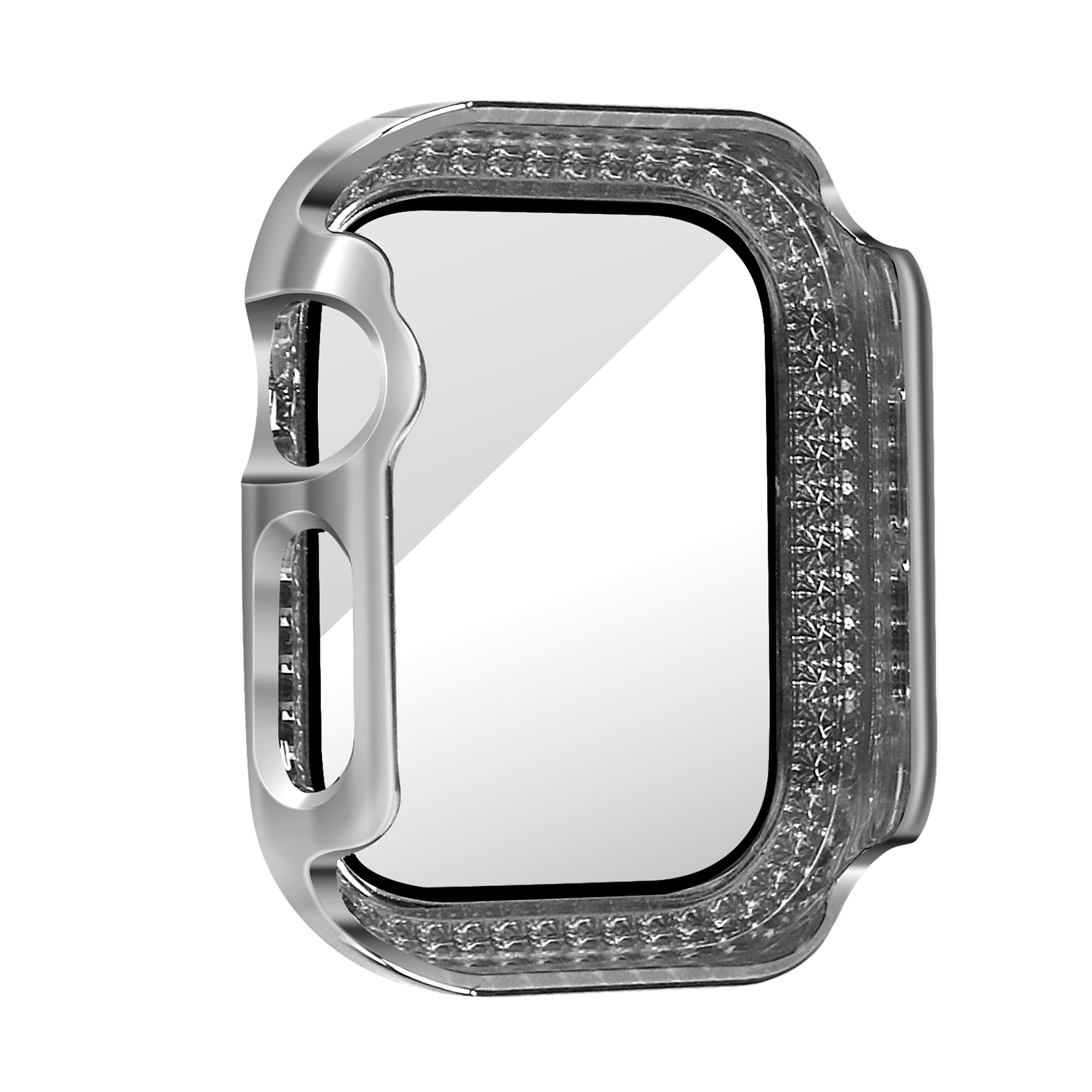 Bandz Apple Watch 10 - 42mm diamond hoesje met glas (zilver)