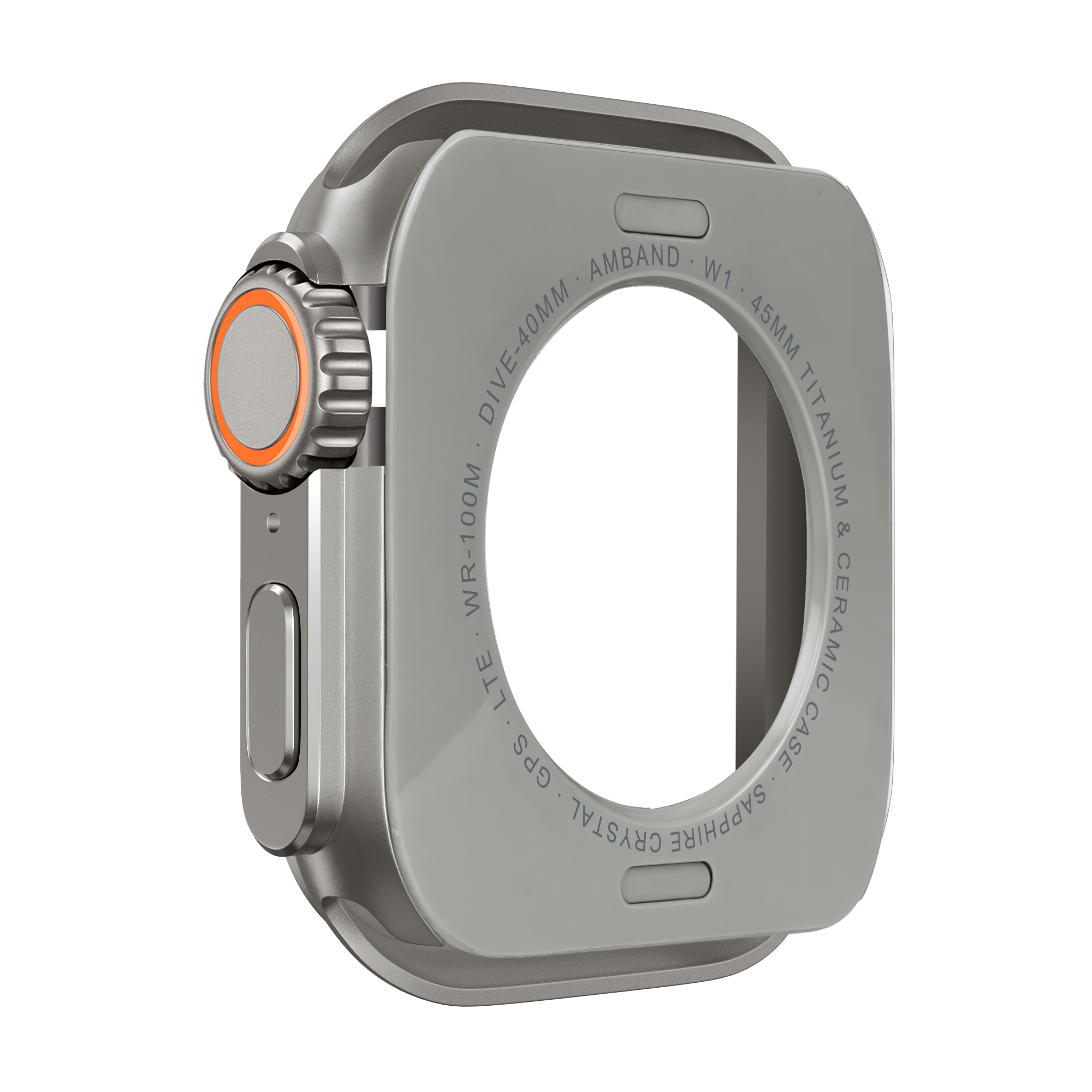 Bandz Apple Watch 7/8/9 - 45mm metalen hoesje (titanium)