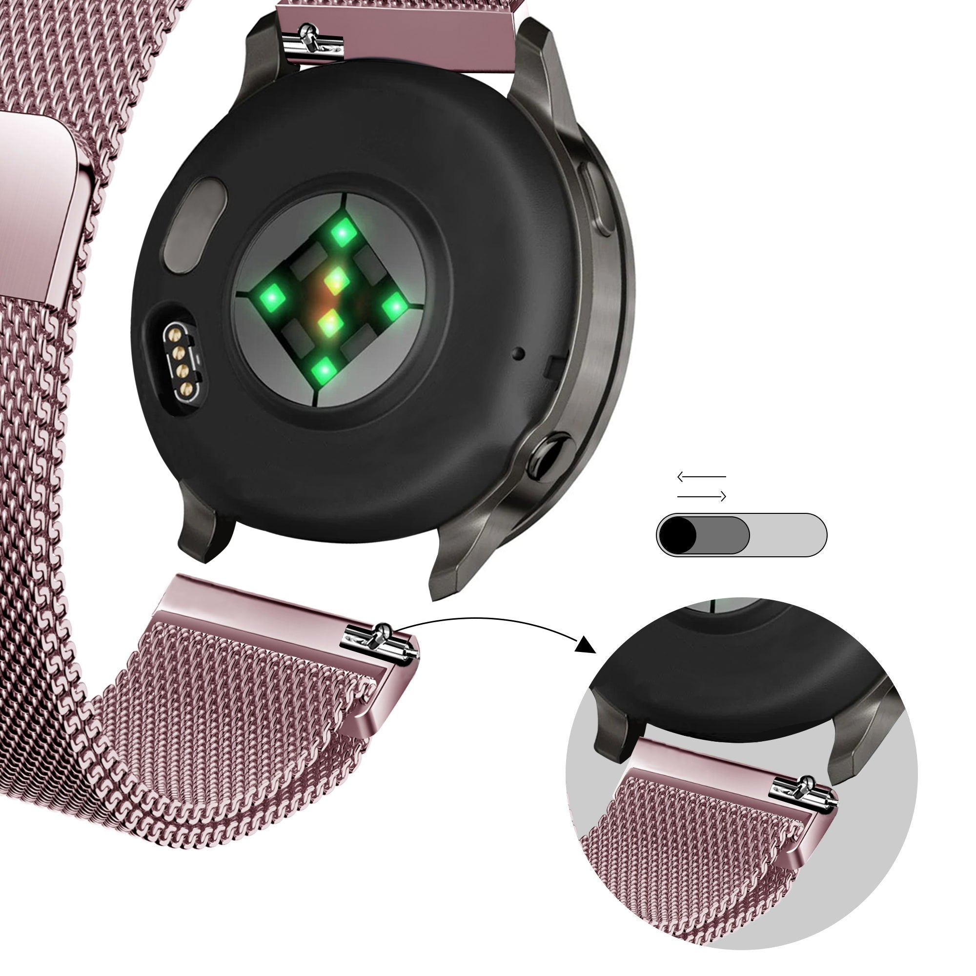 Bandz Garmin Forerunner 255s Milanese Loop Strap (Pink)