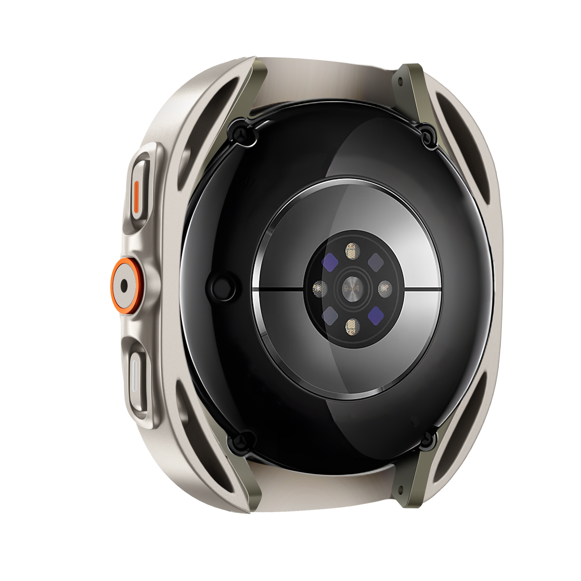 Bandz Samsung Galaxy Watch 7 - 44mm square PC hoesje met glas (titanium)