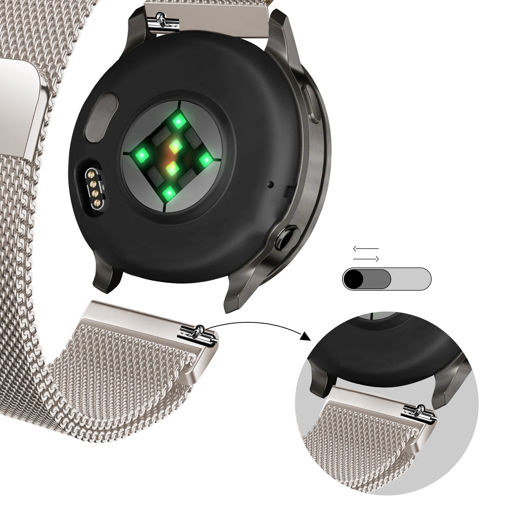 Bandz Garmin Approach S40 Milanese Loop Strap (Starlight)