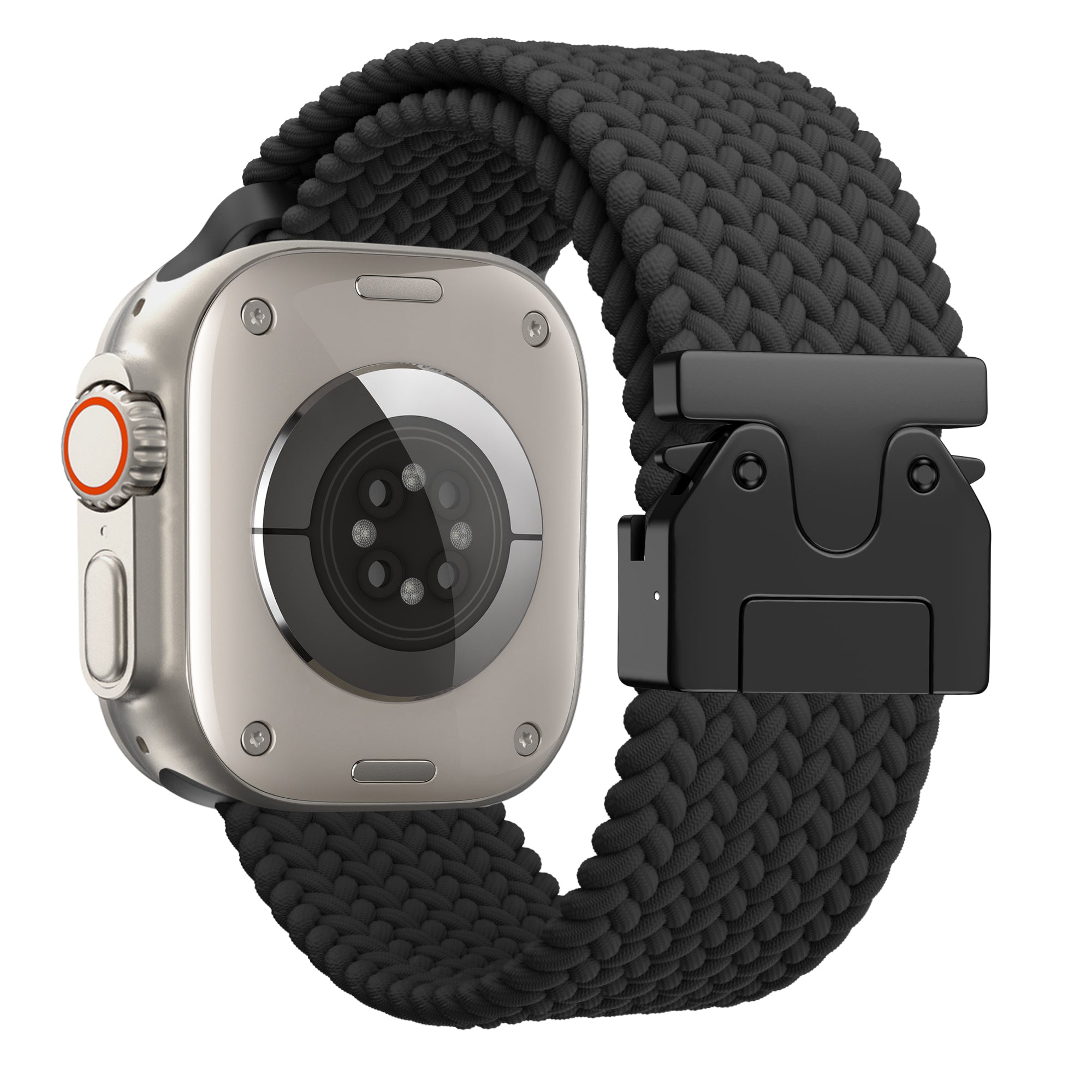 Bandz Apple Watch gevlochten nylon band met P-buckle (zwart)