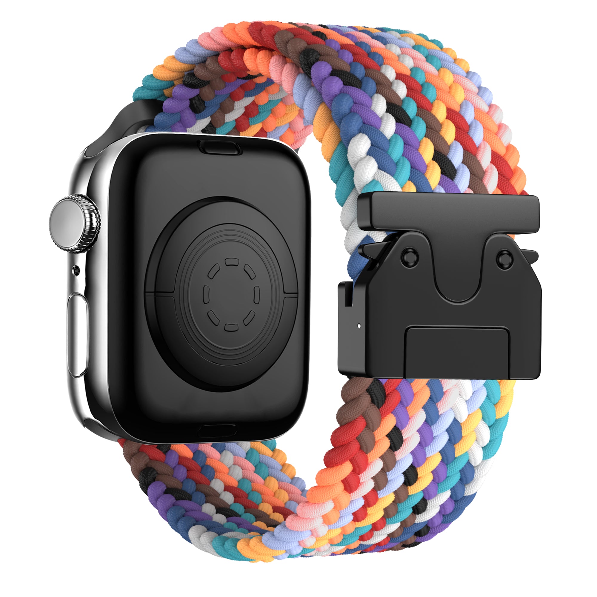 Bandz Apple Watch gevlochten nylon band met P-buckle (regenboog)