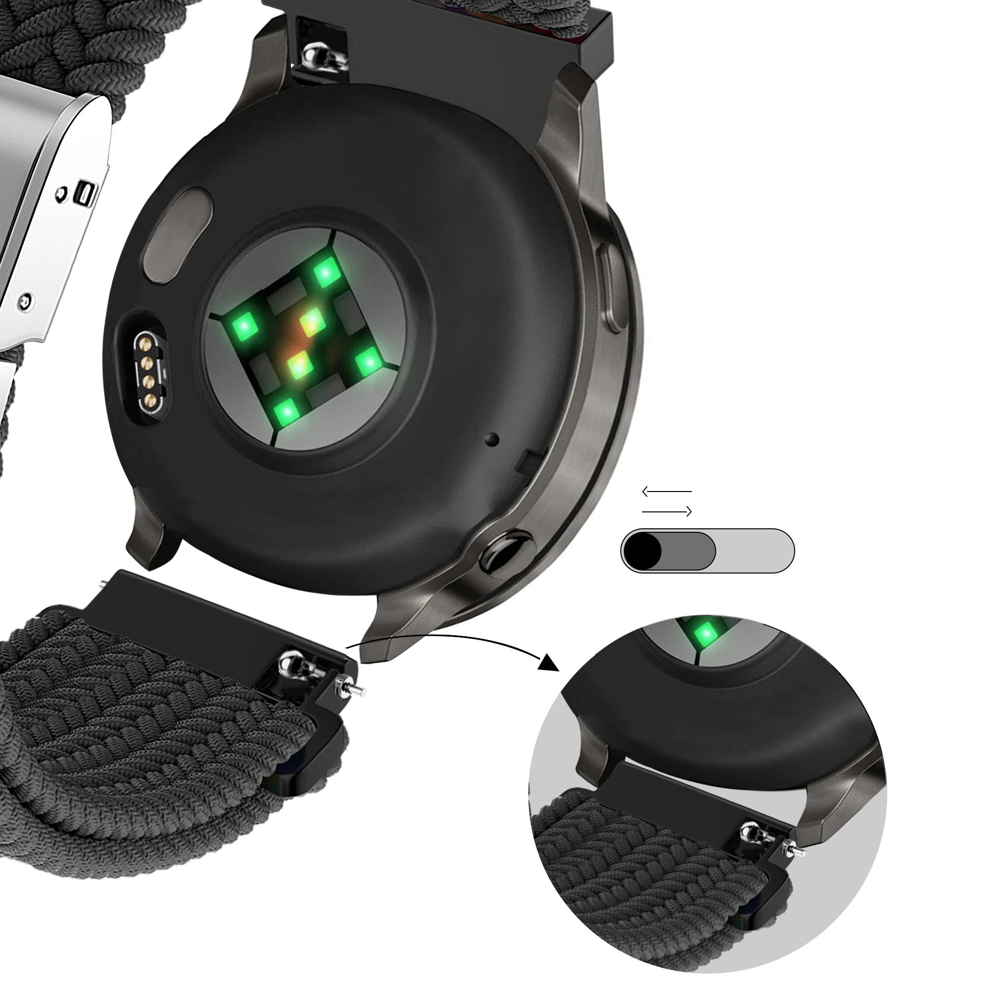 Bandz Garmin D2 Air X15 gevlochten nylon band (zwart)