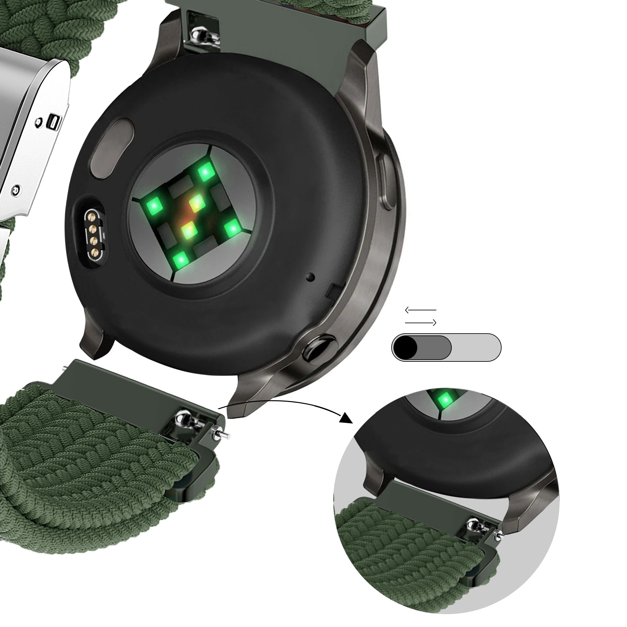 Bandz Garmin Bounce 2 Woven Nylon Strap (Olive Green)