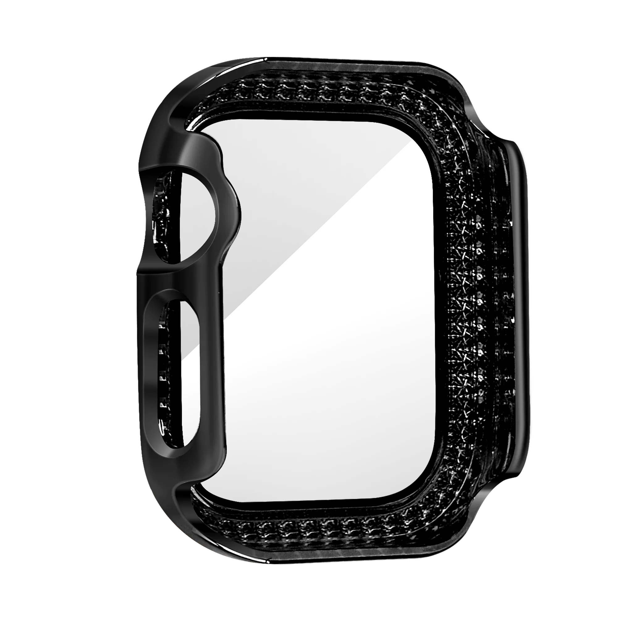 Bandz Apple Watch 10/11 - 42mm diamond hoesje met glas (zwart)