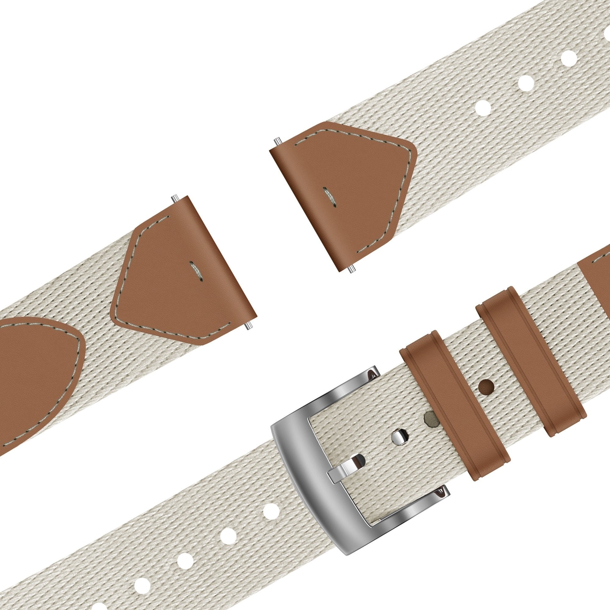 Bandz OnePlus Watch 3 - 43mm Leather Hybrid Strap 'Easy Fit' (Beige/Brown)