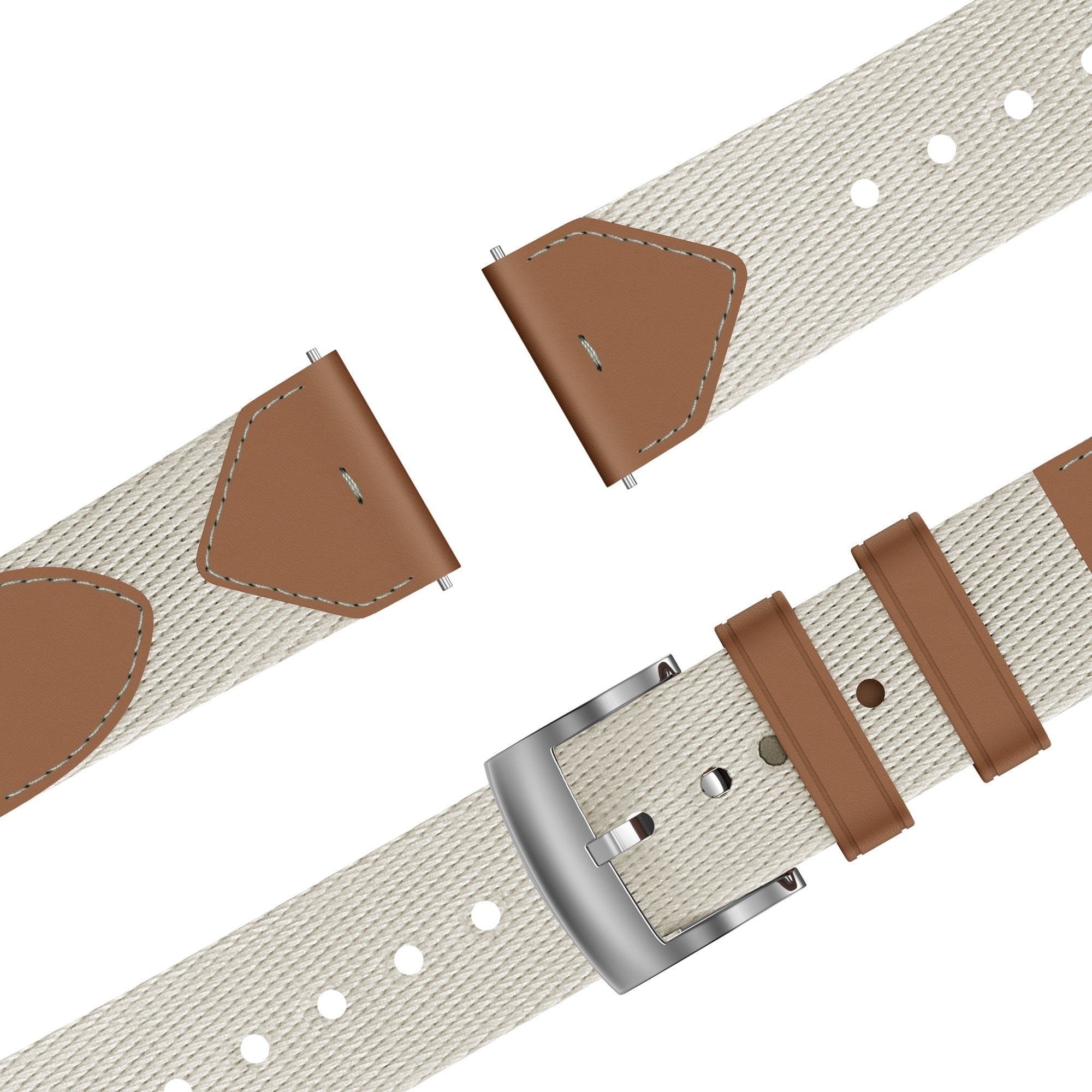 Bandz Fossil Gen 5e - 42mm leren hybrid band 'Easy fit' (beige/bruin)