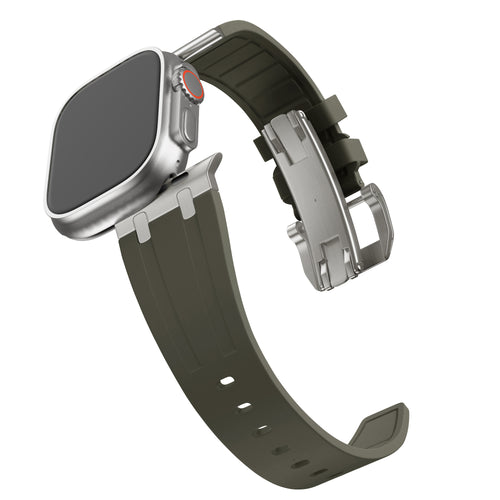 Bandz Apple Watch Silicone Strap 'Luxe Liquid' (Brown With Titanium)