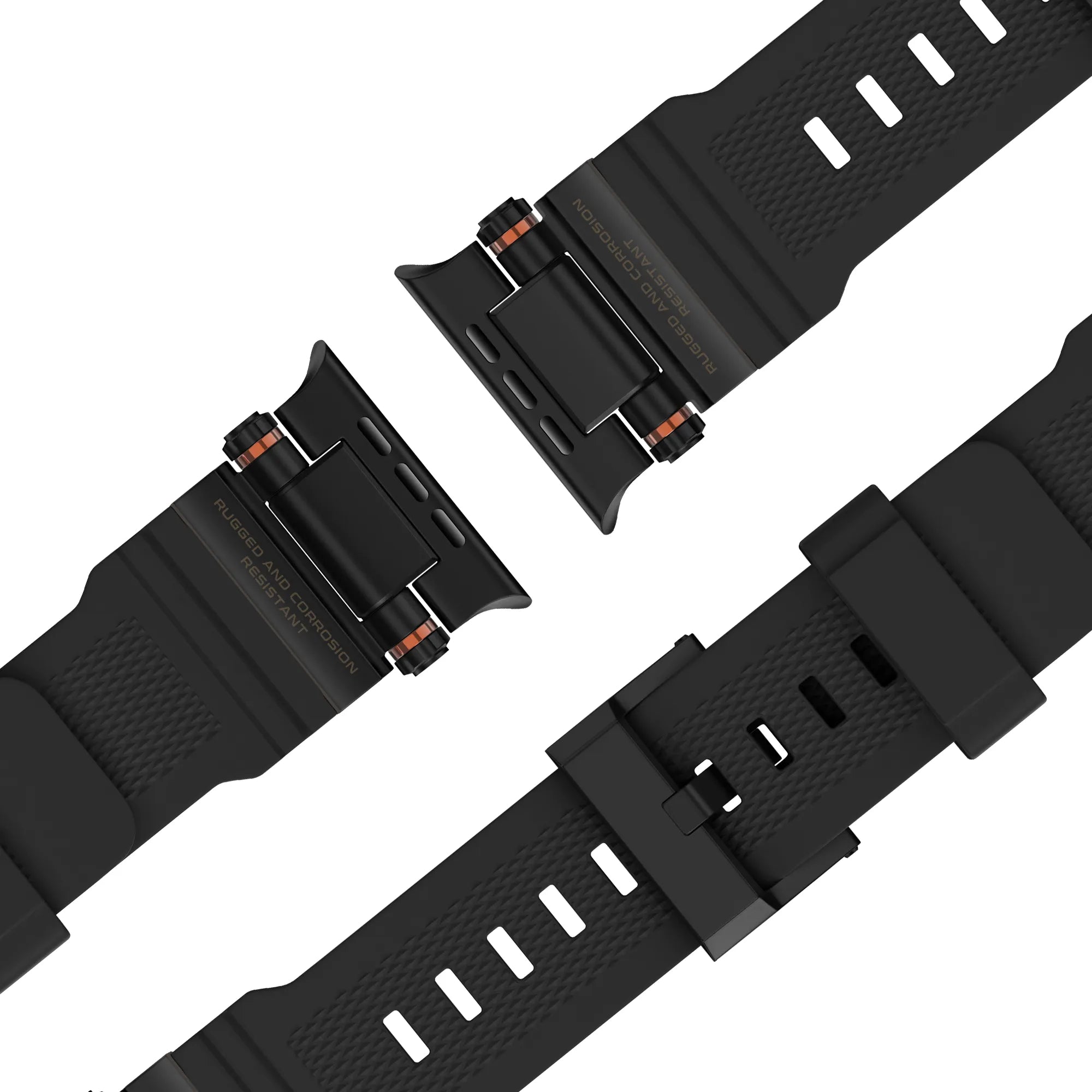 Bandz Apple Watch siliconen band 'Explorer' (zwart met zwart)