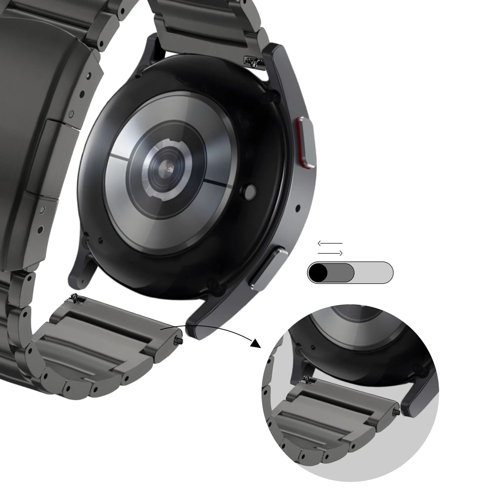 Bandz Oppo Watch X2 titanium schakel band (zwart)