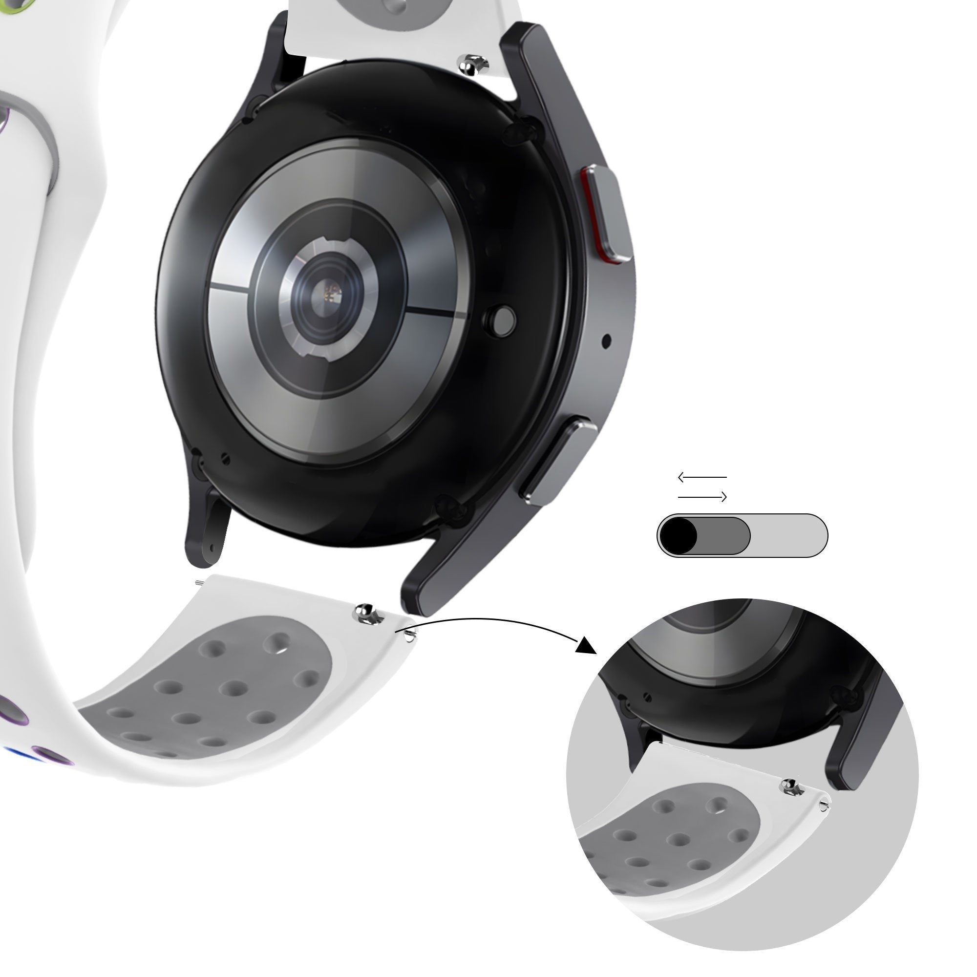 Bandz Coros Apex 42mm sport band 'Deluxe' (wit/rainbow)