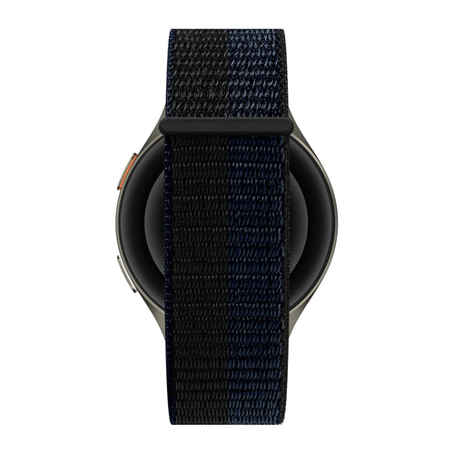 Bandz Pebble Round 2 - 20mm nylon band 'Easy fit' (zwart/blauw)