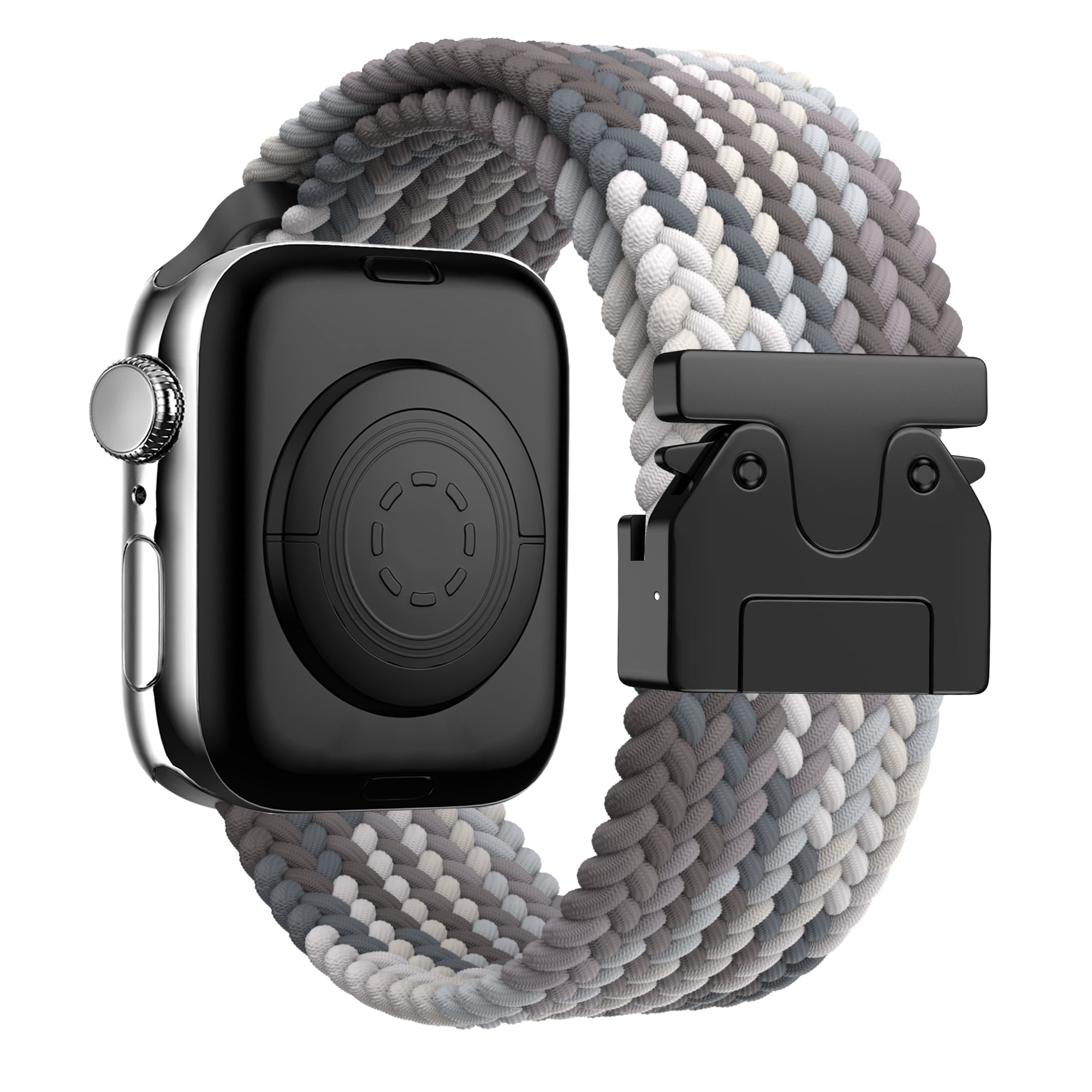 Bandz Apple Watch gevlochten nylon band met P-buckle (mandala zwart) 