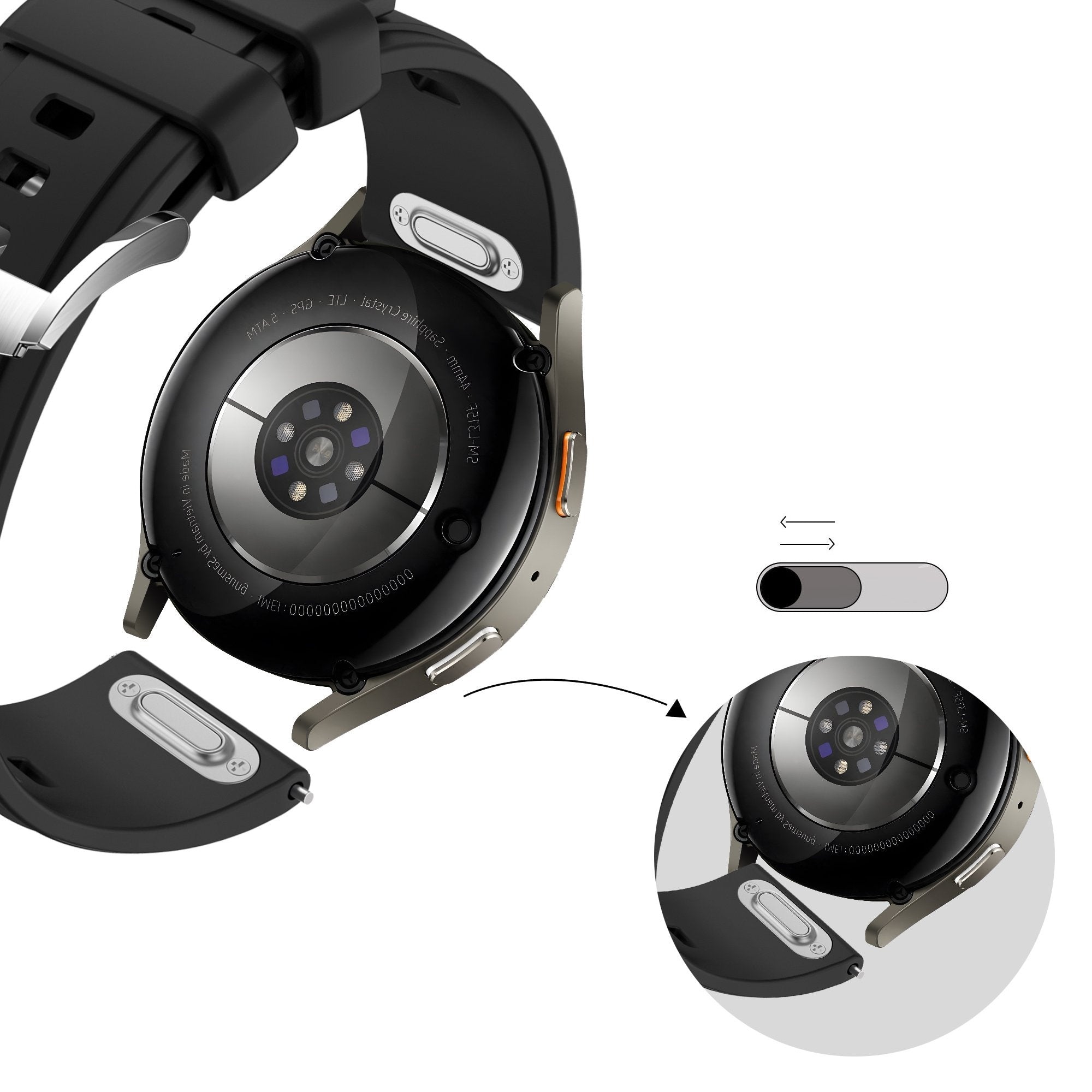 Bandz Samsung Galaxy Watch FE siliconen band 'Easy fit' (zwart) 