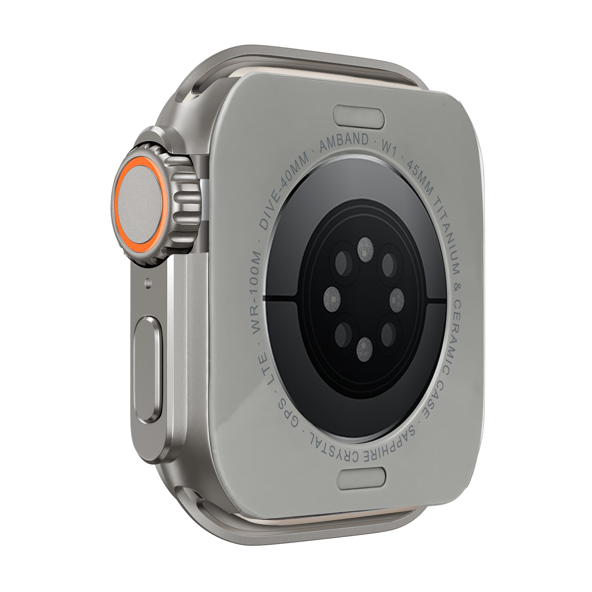 Bandz Apple Watch 7/8/9 - 45mm metalen hoesje (titanium)